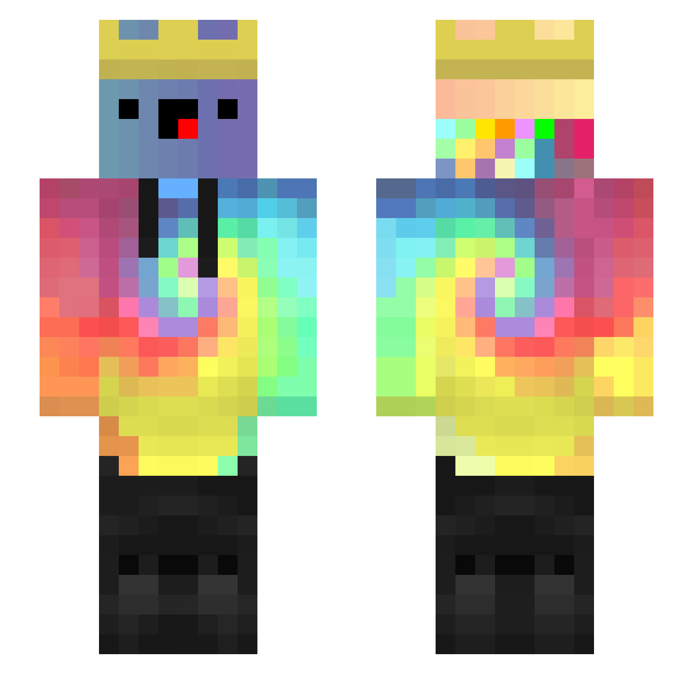 yaistea Minecraft skin, front and back view