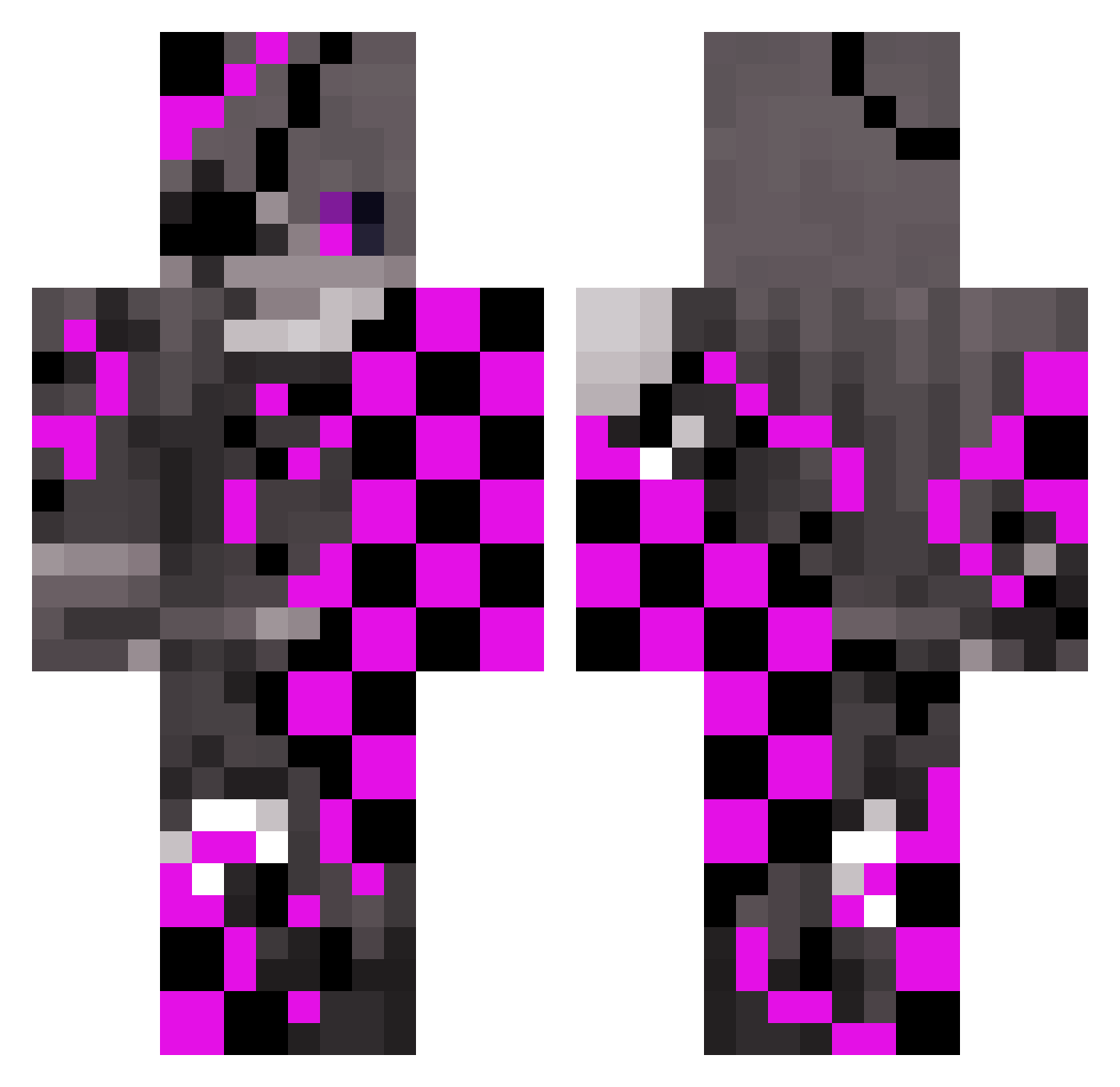 Denominatorz Minecraft skin, front and back view