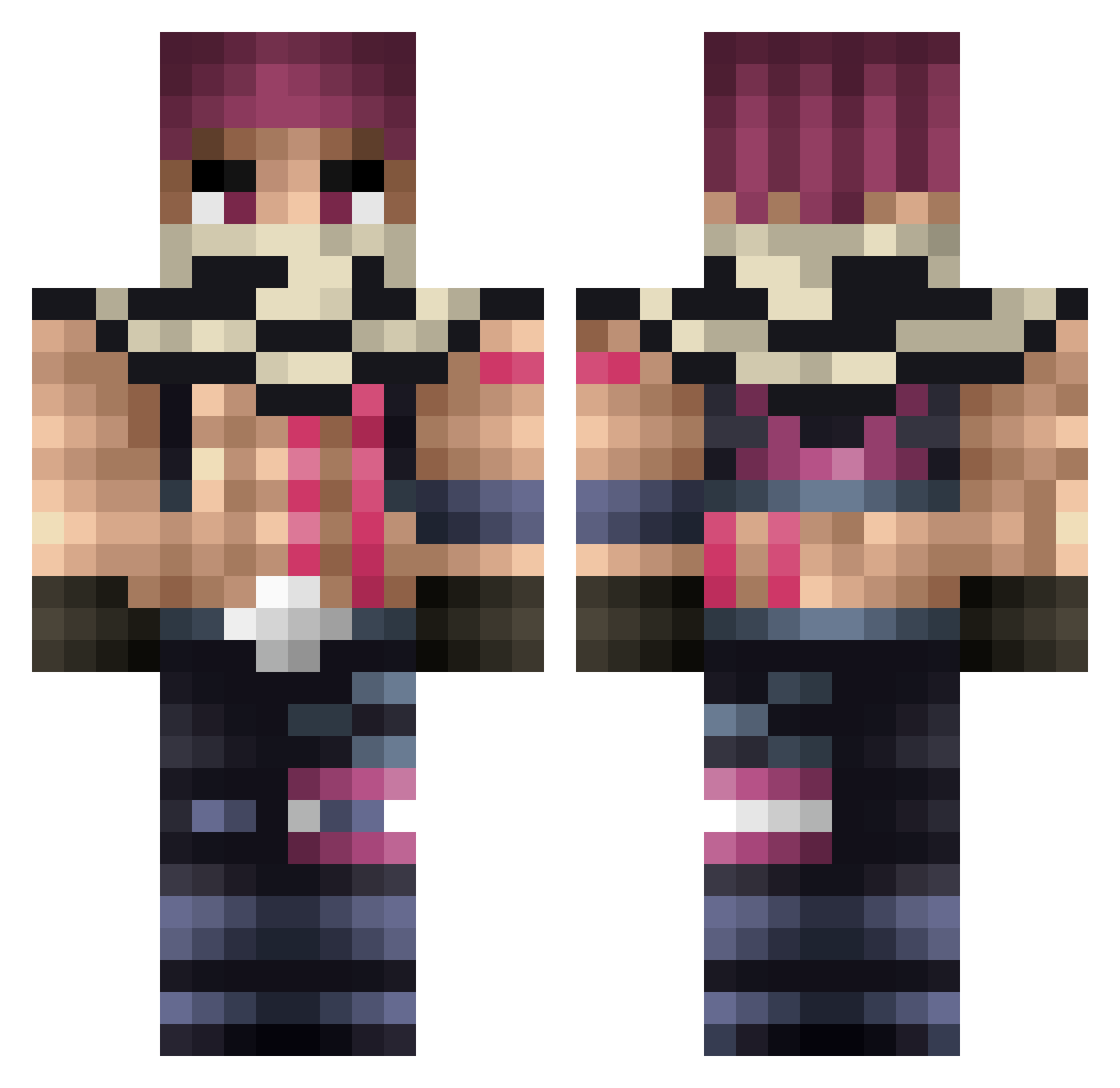 AG3NTPP3RRY Minecraft skin, front and back view