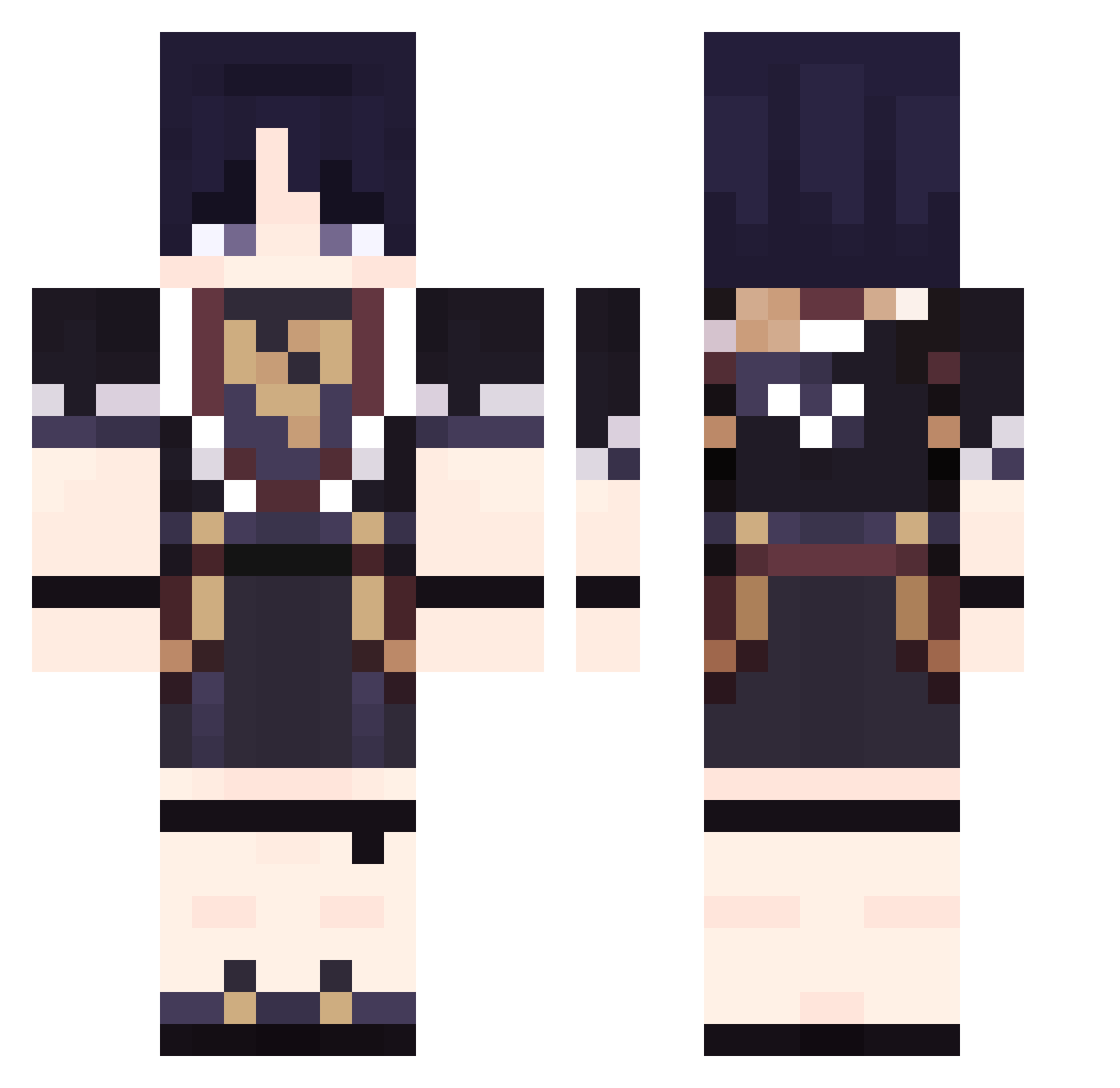 YnkiNowa Minecraft skin, front and back view