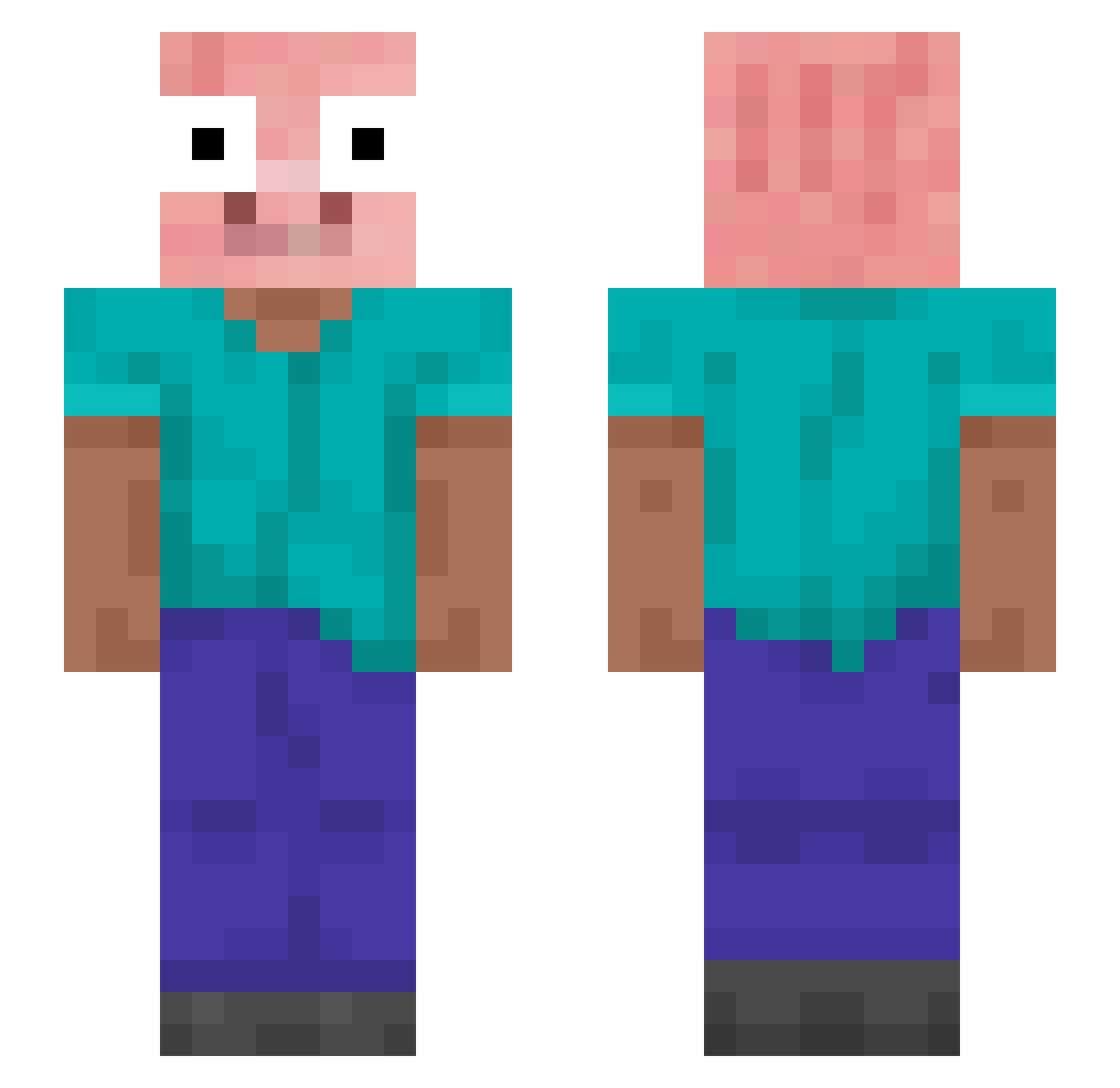 NoSoyVirgen Minecraft skin, front and back view