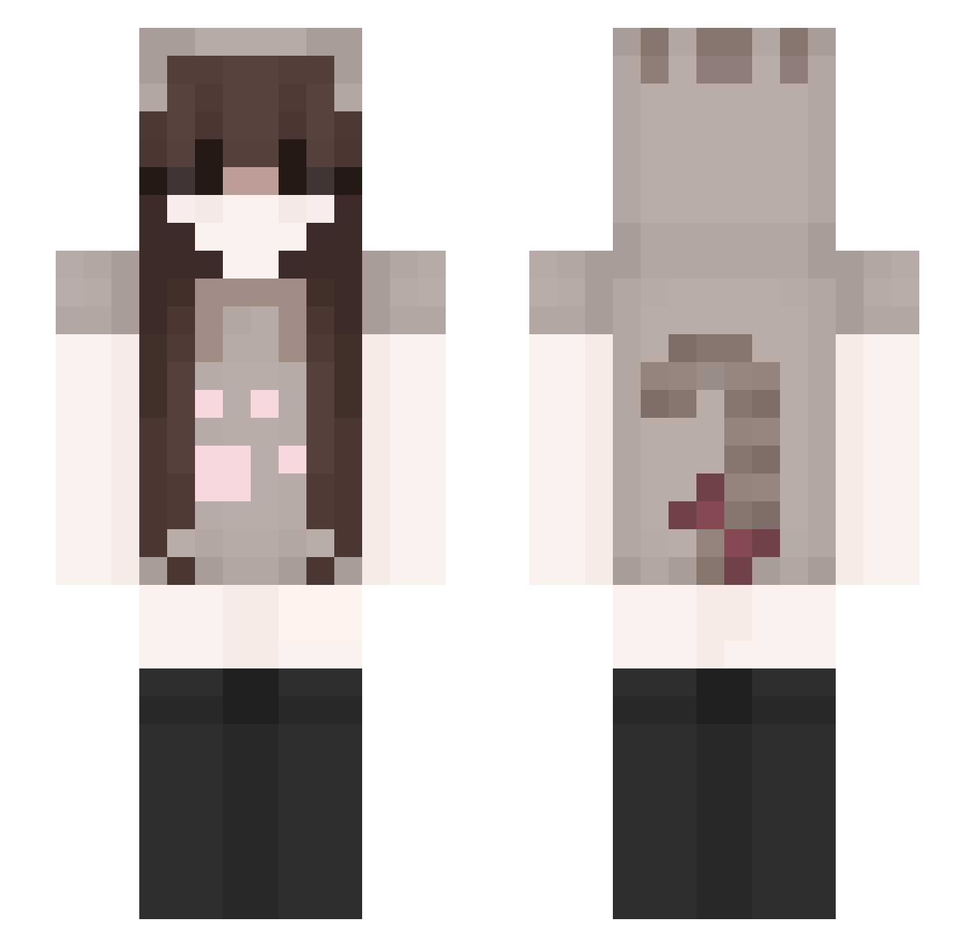 ivurna Minecraft skin, front and back view