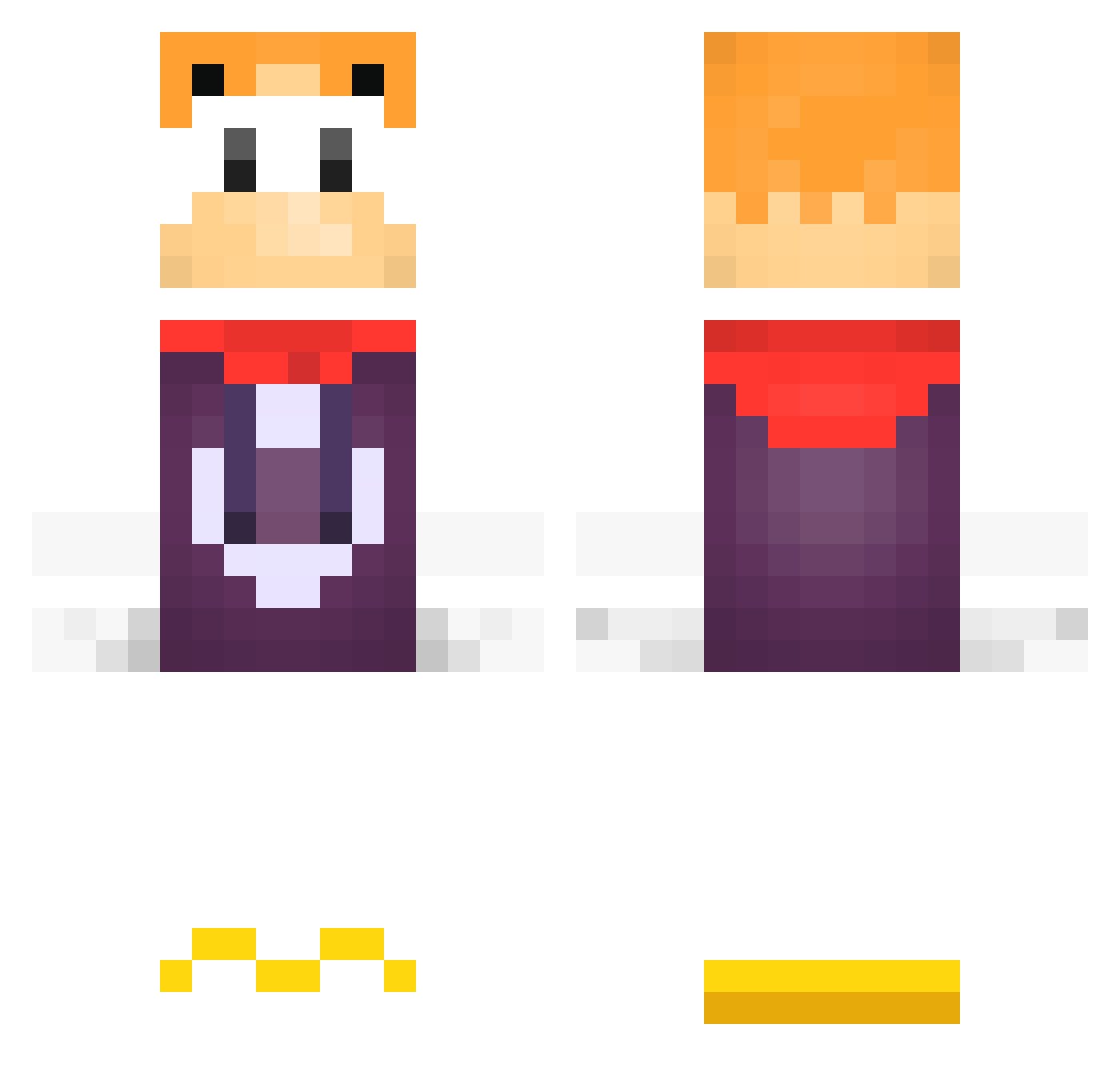 ChloePlaysRayman Minecraft skin, front and back view