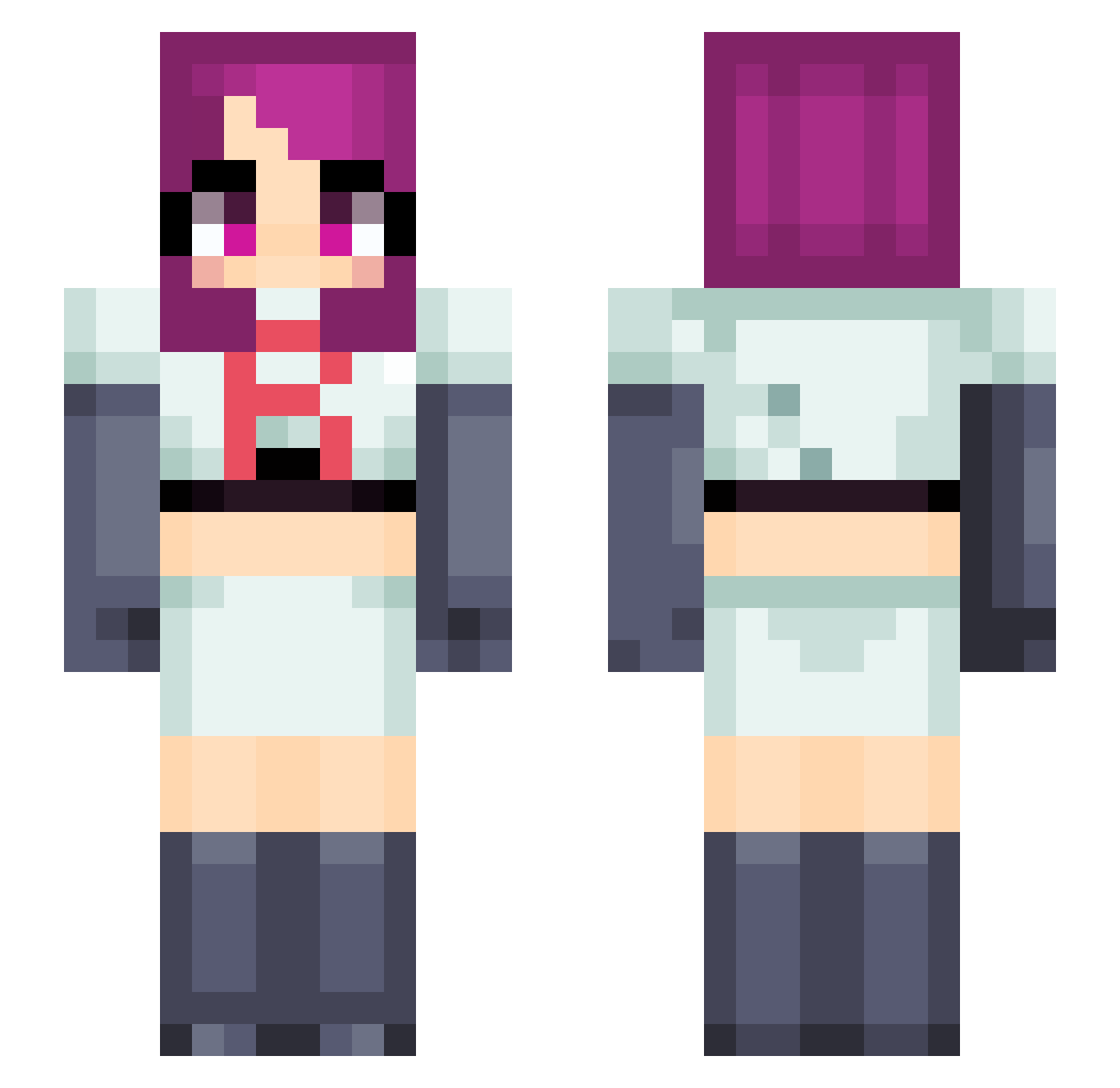 KillerQueenxi Minecraft skin, front and back view