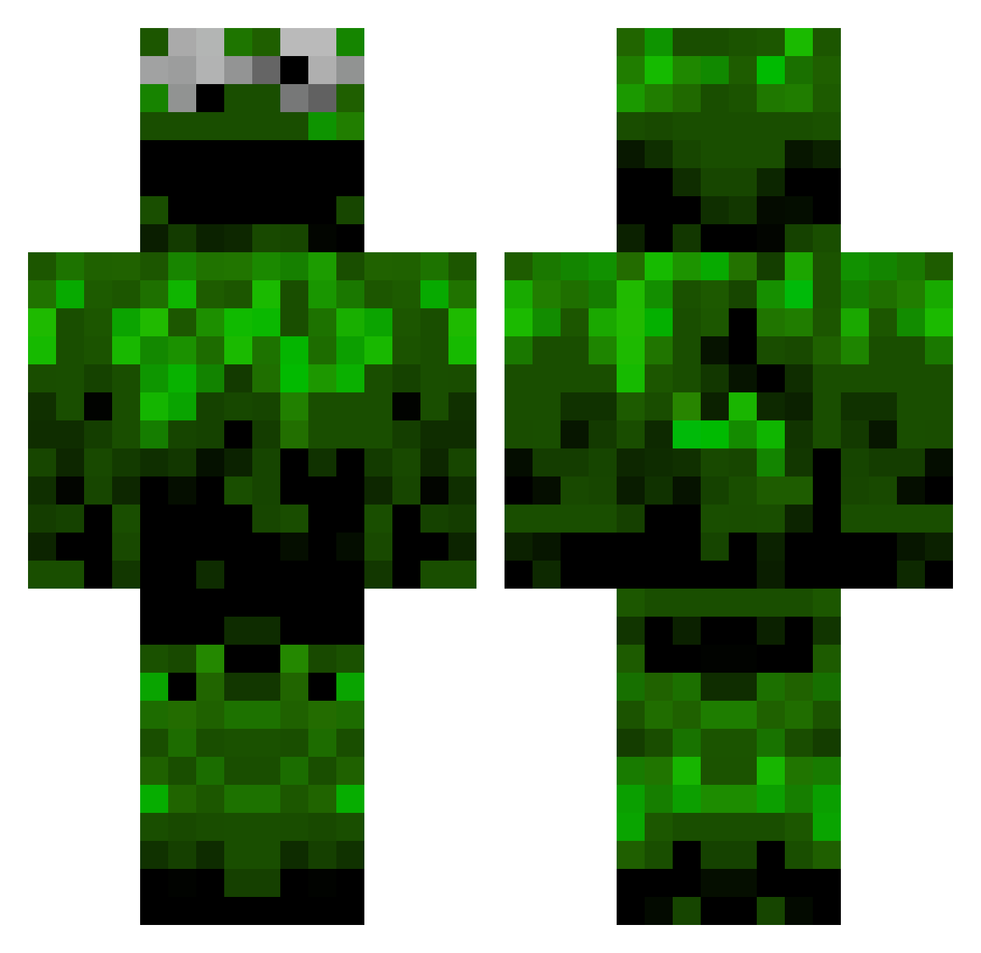 Monadic Minecraft skin, front and back view