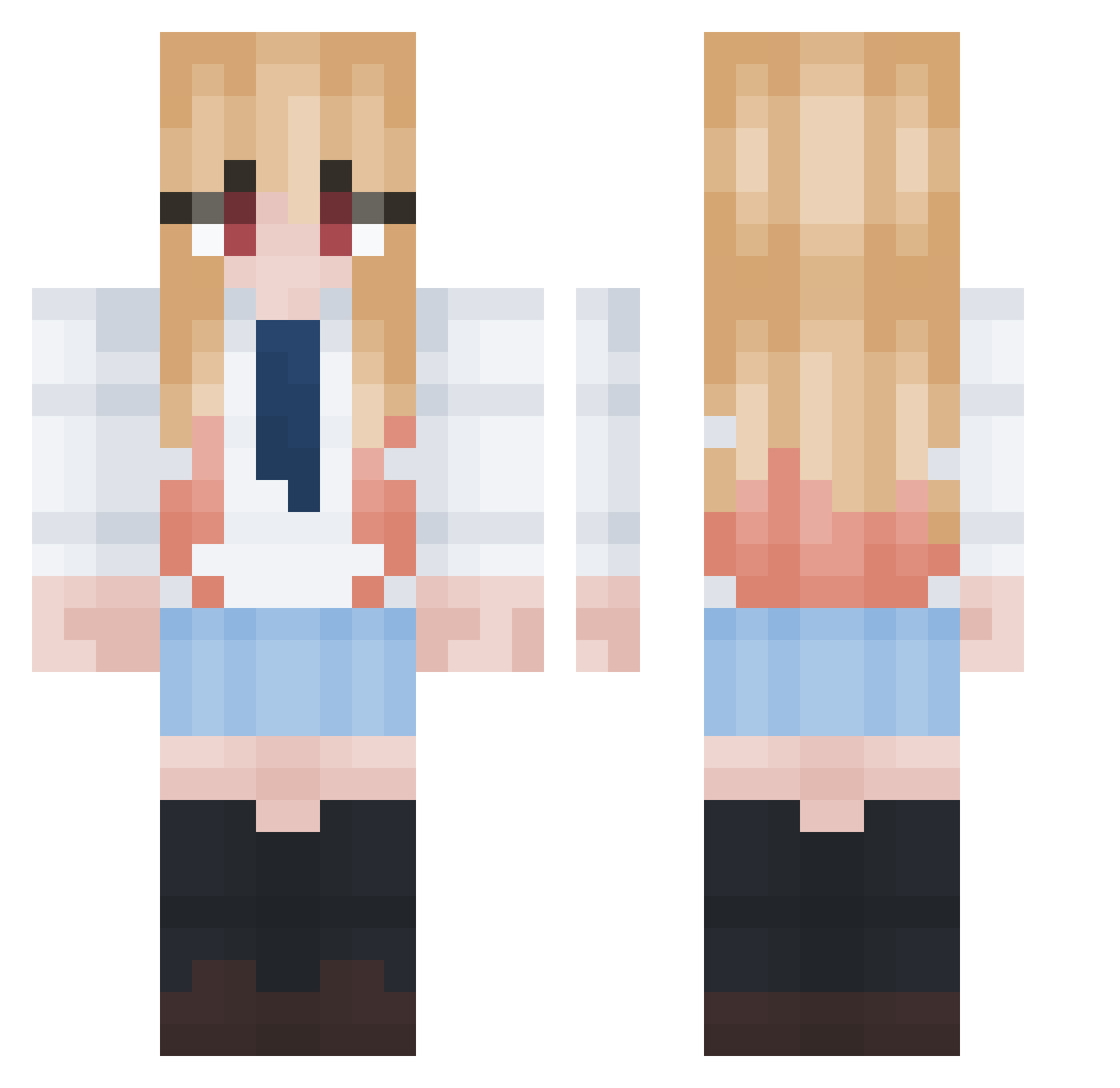 Curlyoncaprisun Minecraft skin, front and back view