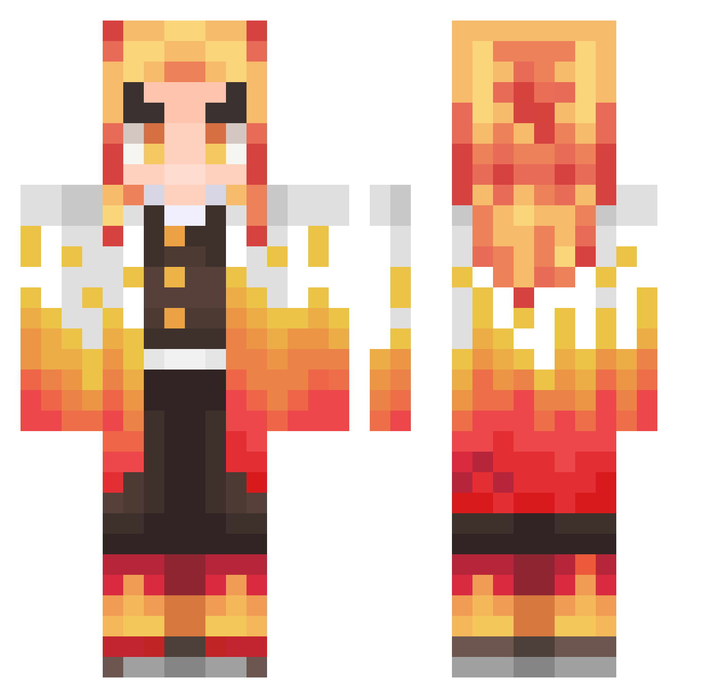 Jrraven13 Minecraft skin, front and back view