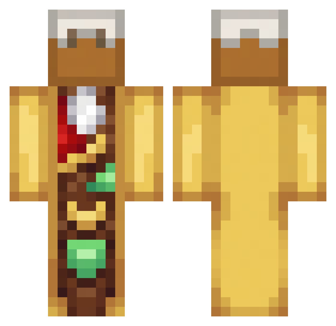 Caketaco Minecraft skin, front and back view