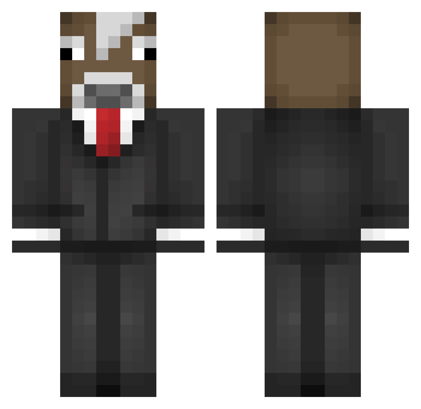 peblk Minecraft skin, front and back view