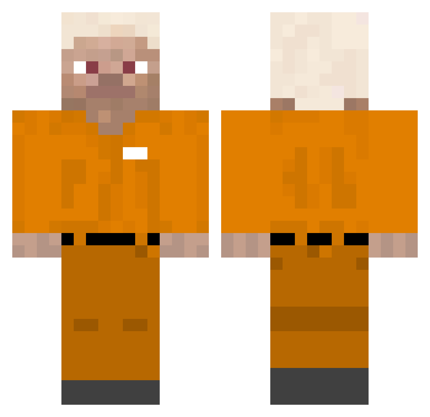 Naranjado Minecraft skin, front and back view