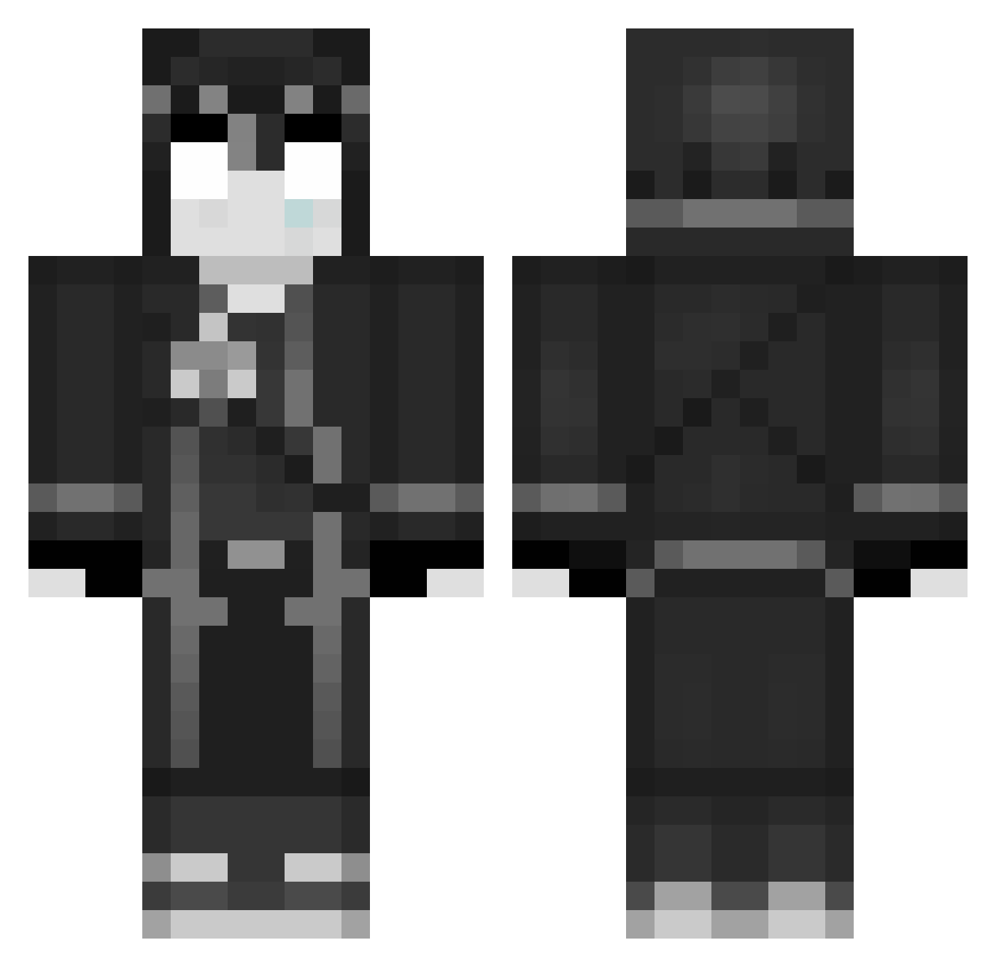 Plutonium Minecraft skin, front and back view