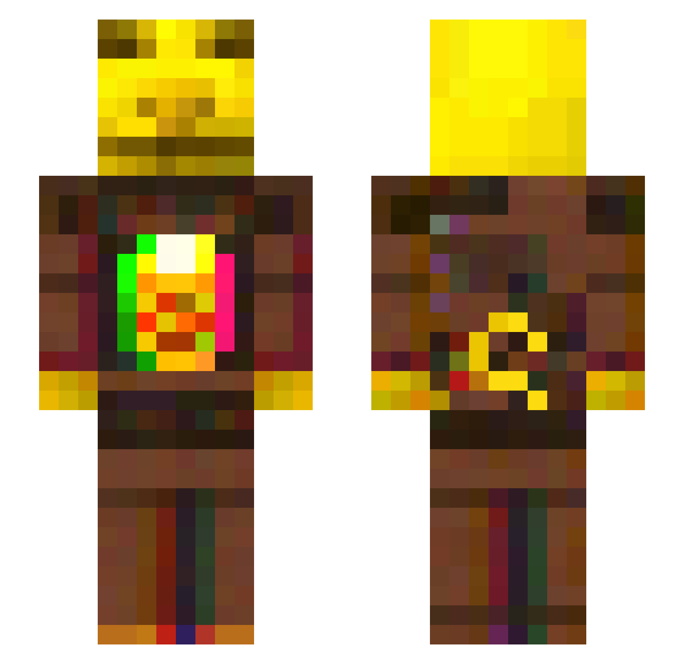 Sulfurling Minecraft skin, front and back view
