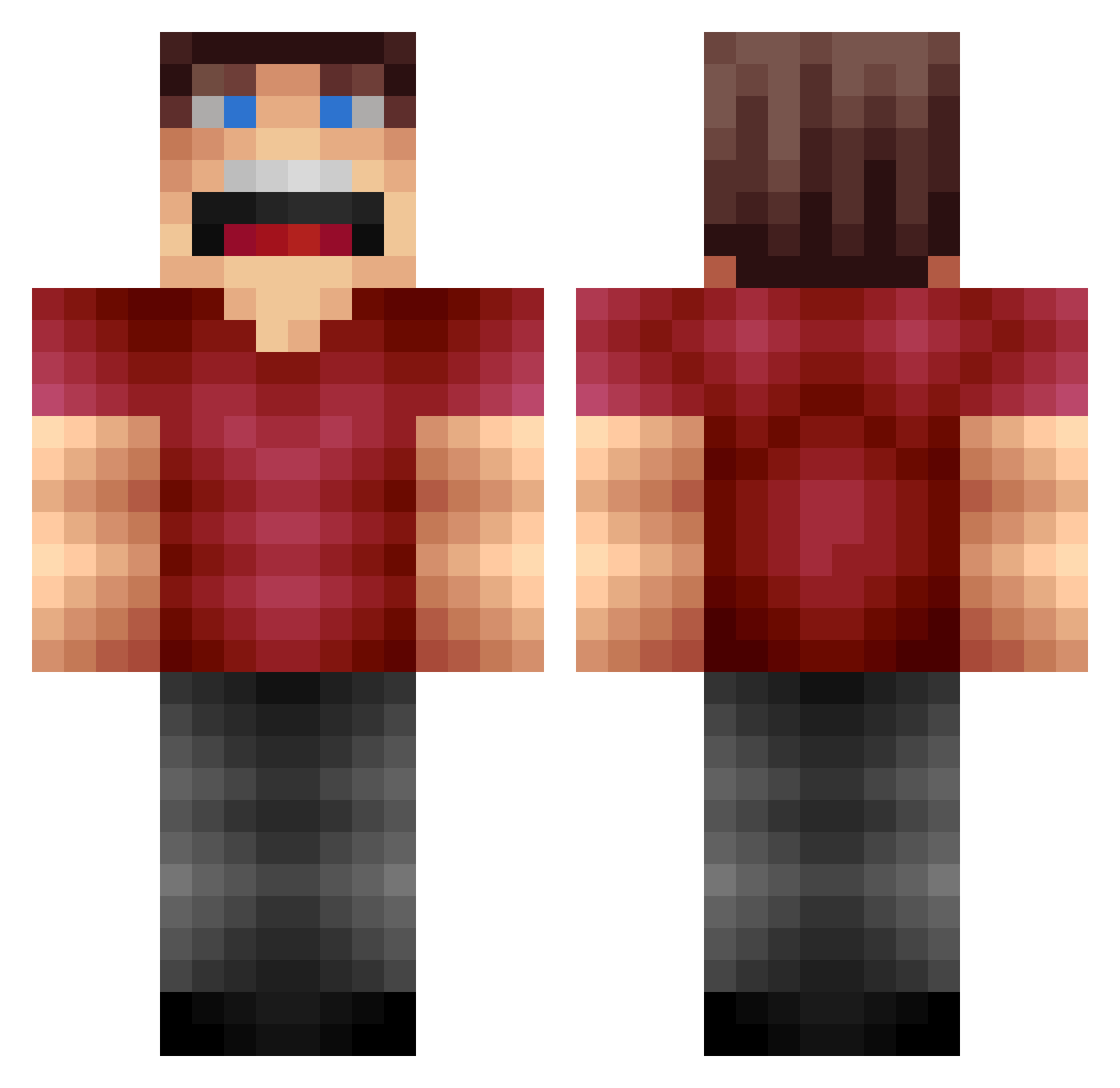 lcpv Minecraft skin, front and back view