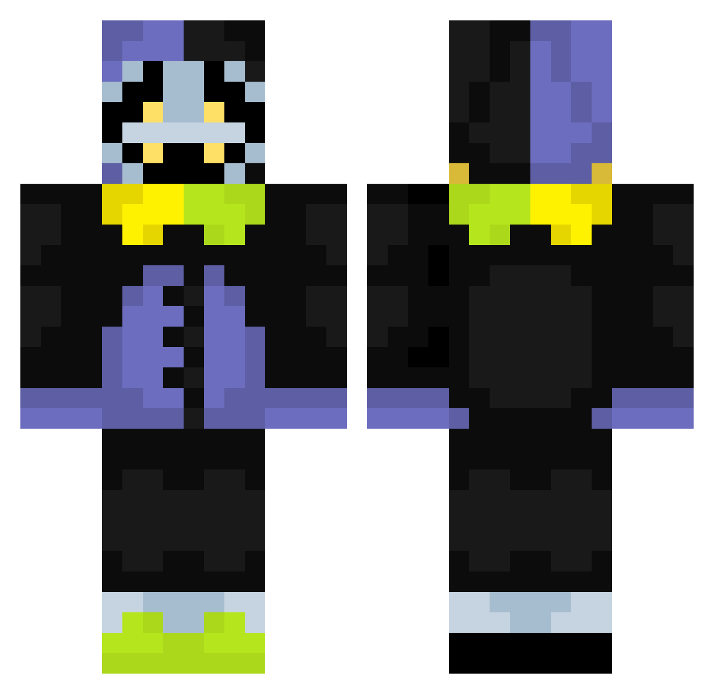 luxblux Minecraft skin, front and back view