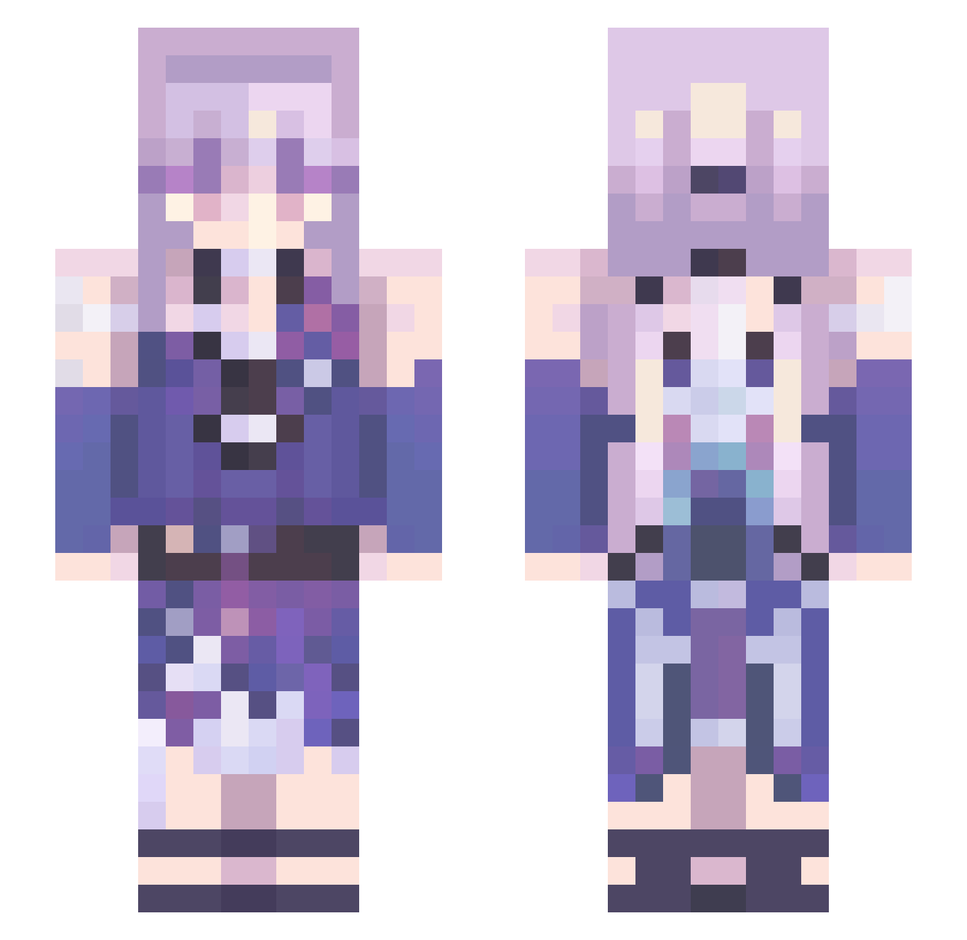 rvrn Minecraft skin, front and back view