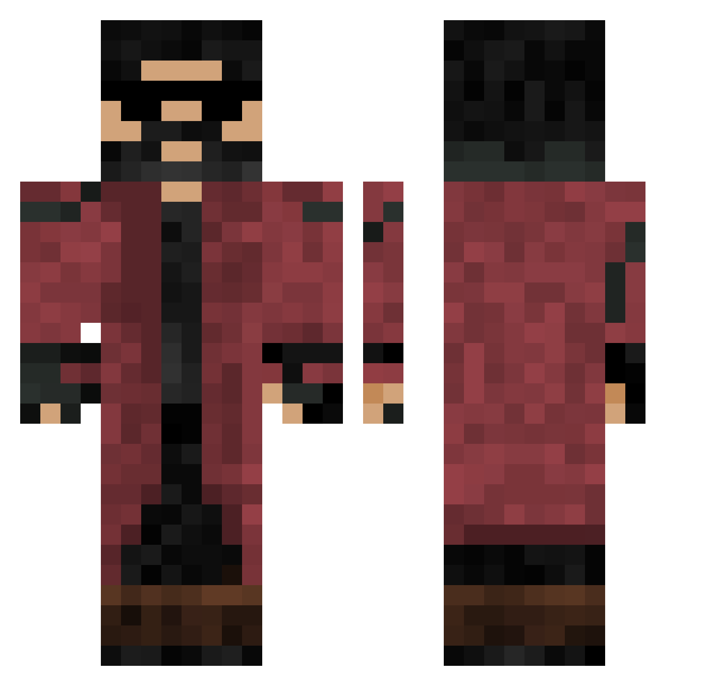 SamGazer Minecraft skin, front and back view