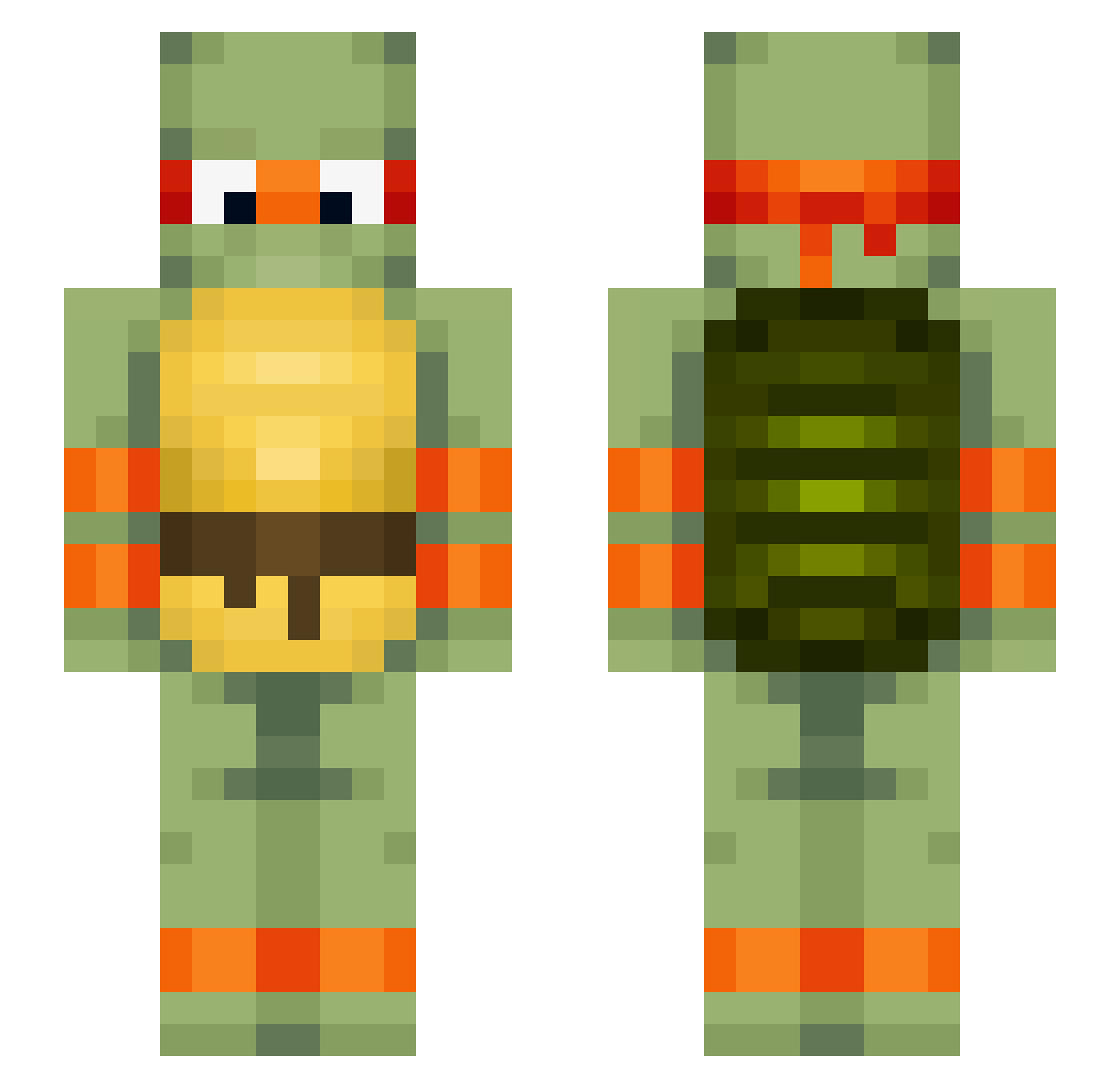ScalyTea Minecraft skin, front and back view