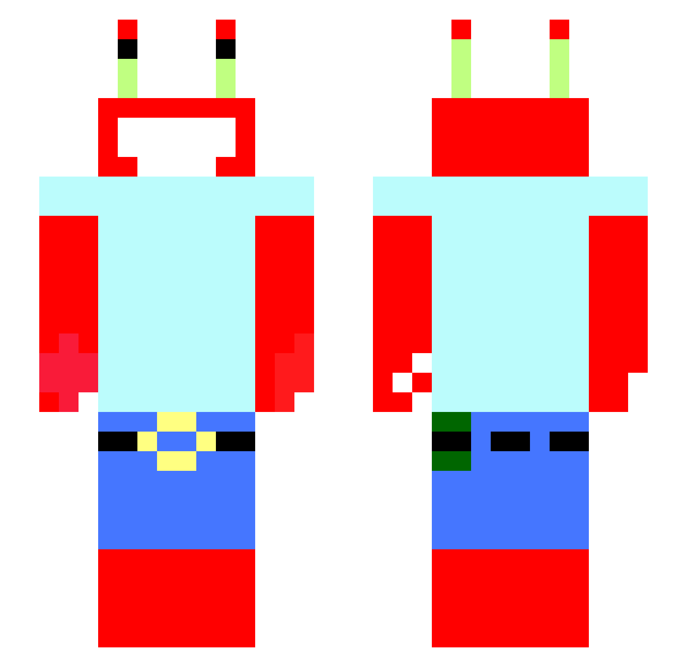 Scuppernong Minecraft skin, front and back view