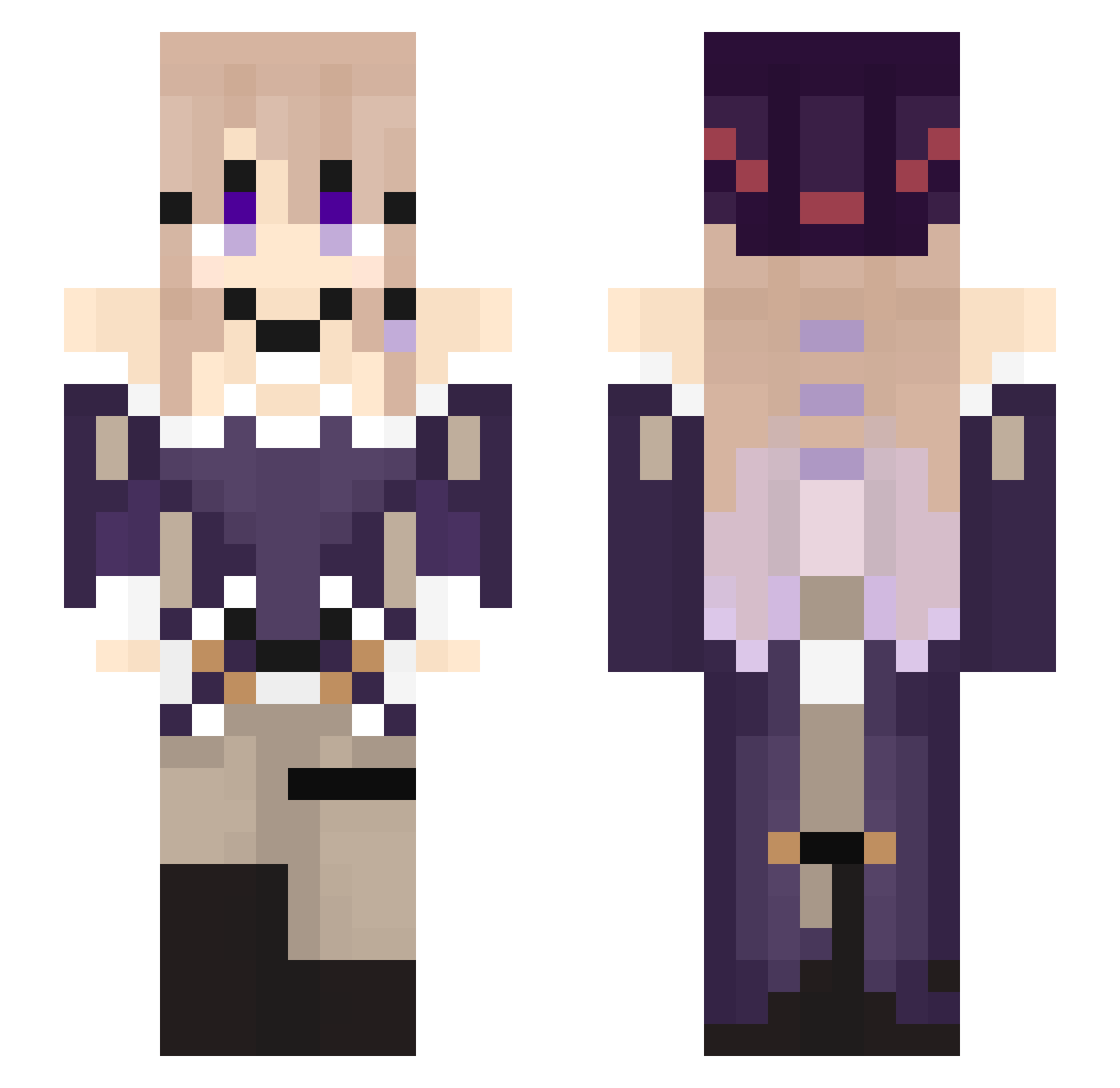 Semicolonbracket Minecraft skin, front and back view