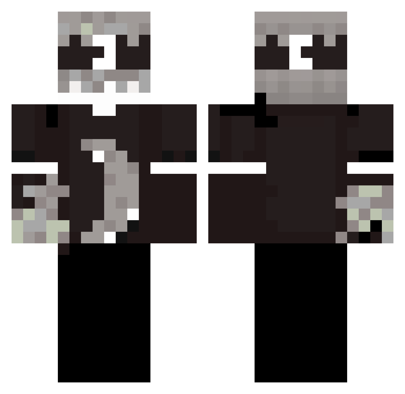 saculin Minecraft skin, front and back view