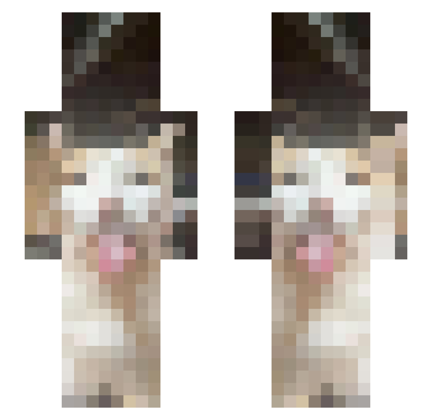 shejz Minecraft skin, front and back view
