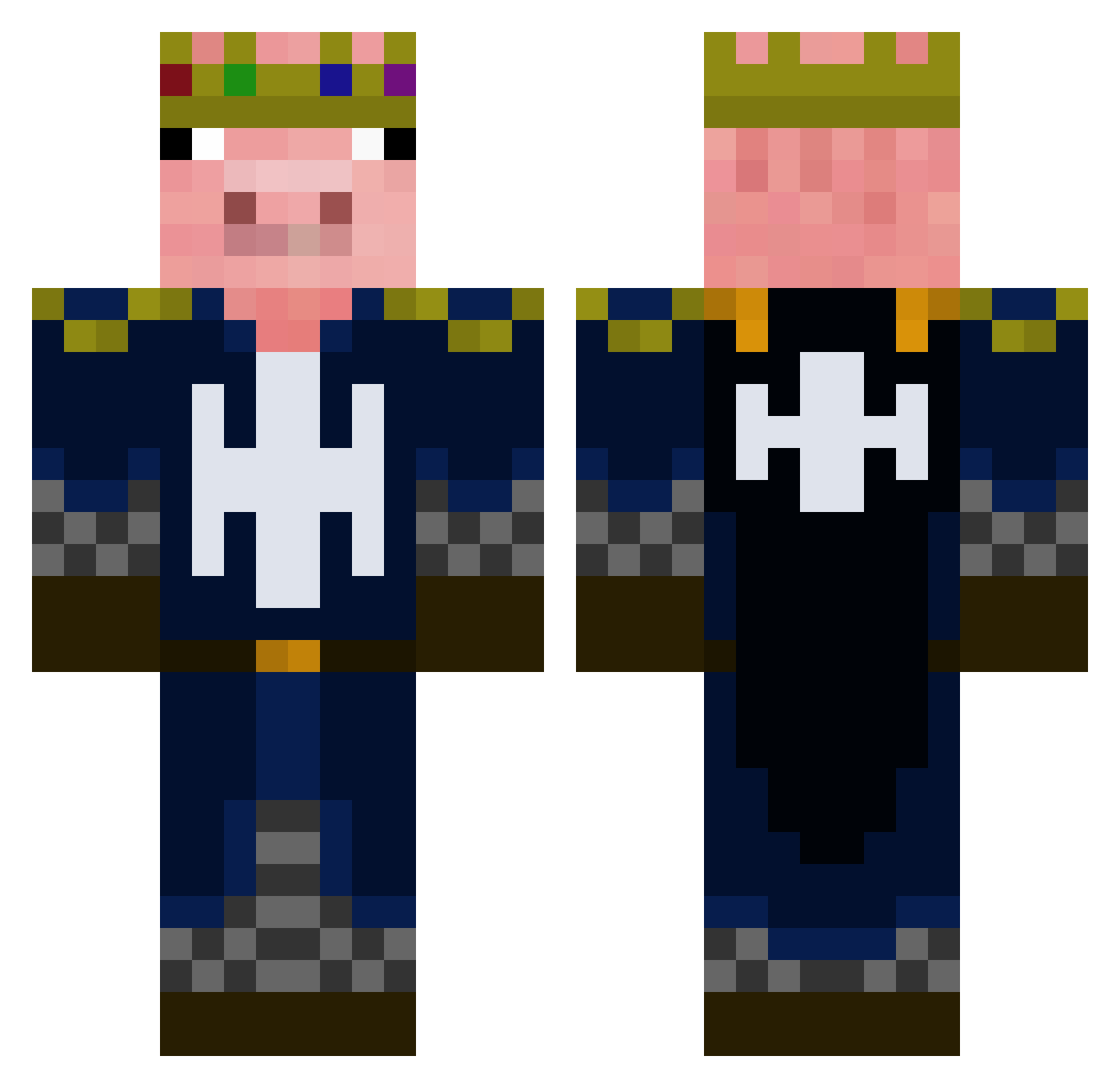 Stugh Minecraft skin, front and back view