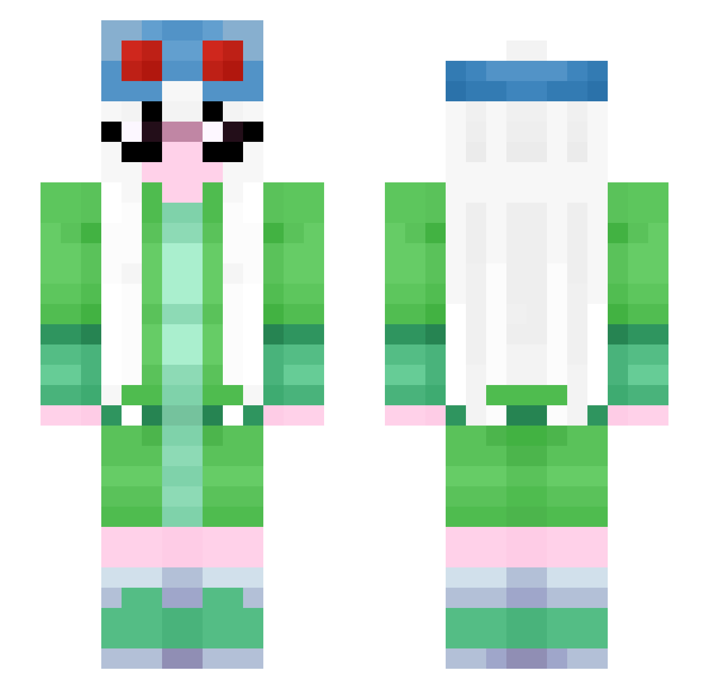 Nyxsy Minecraft skin, front and back view