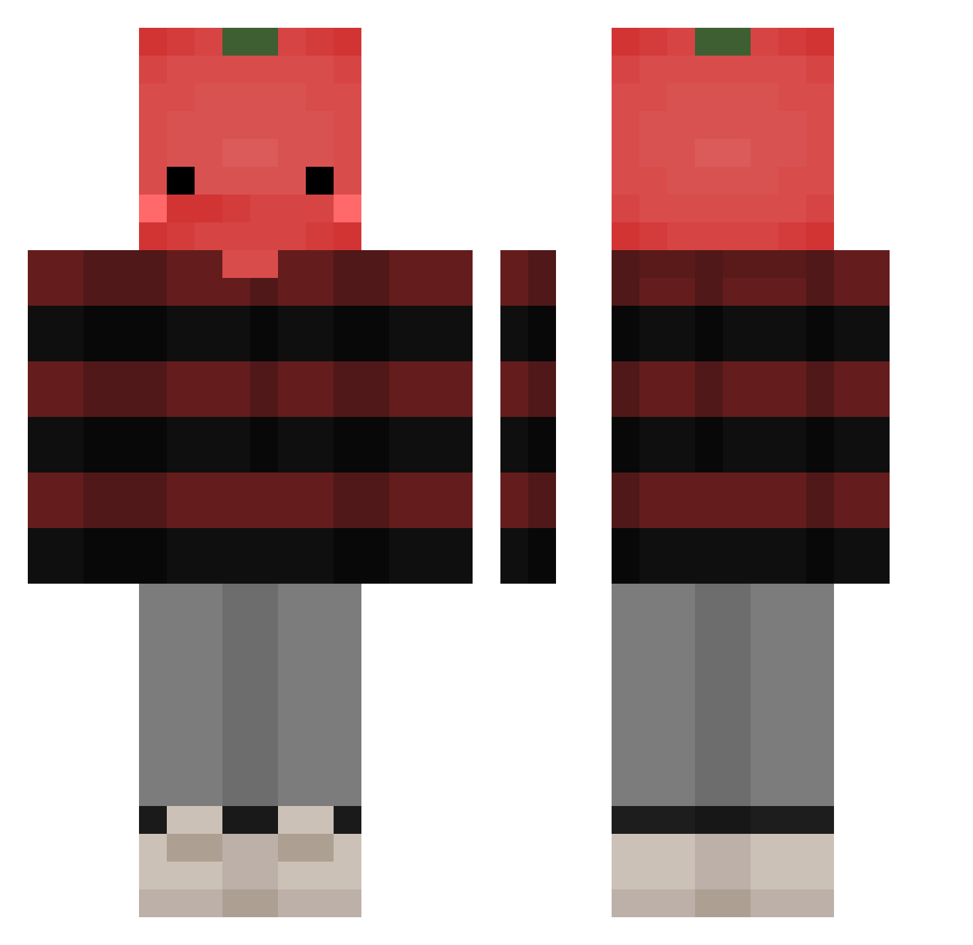 tomateito Minecraft skin, front and back view