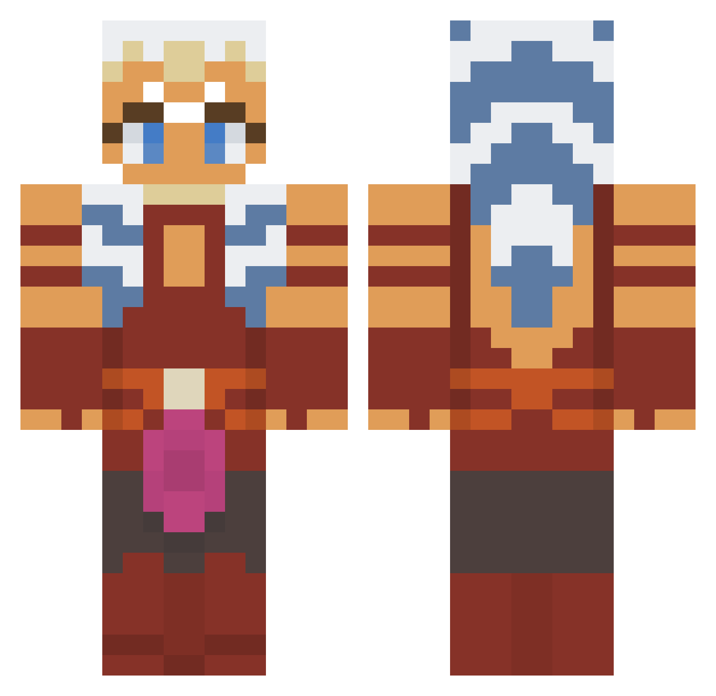 VanesaT Minecraft skin, front and back view