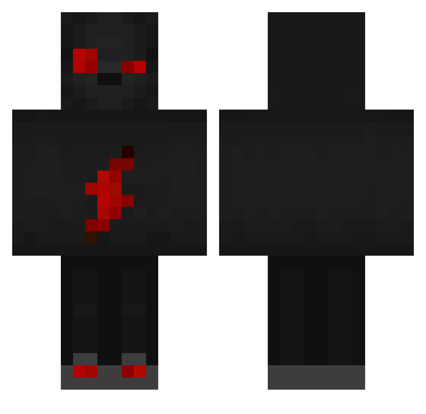 vaxels Minecraft skin, front and back view
