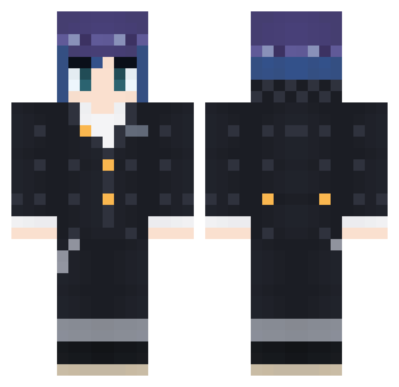 wackylol Minecraft skin, front and back view
