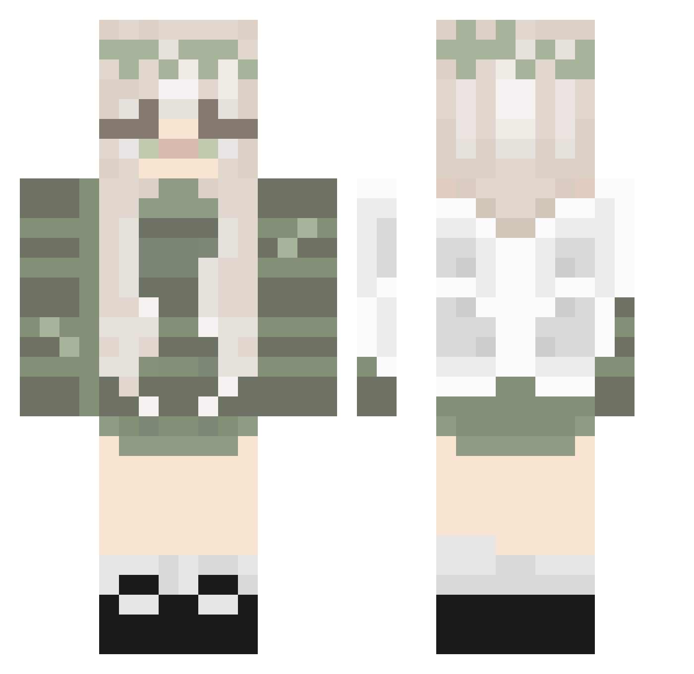 yelrae Minecraft skin, front and back view