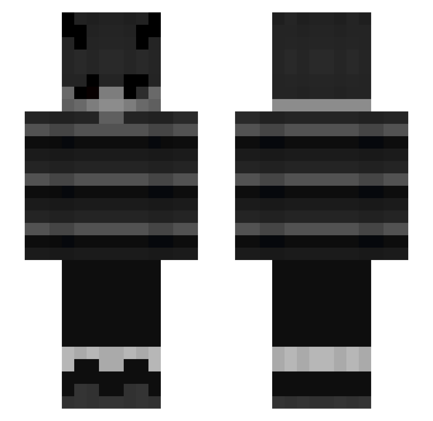 zXtc Minecraft skin, front and back view
