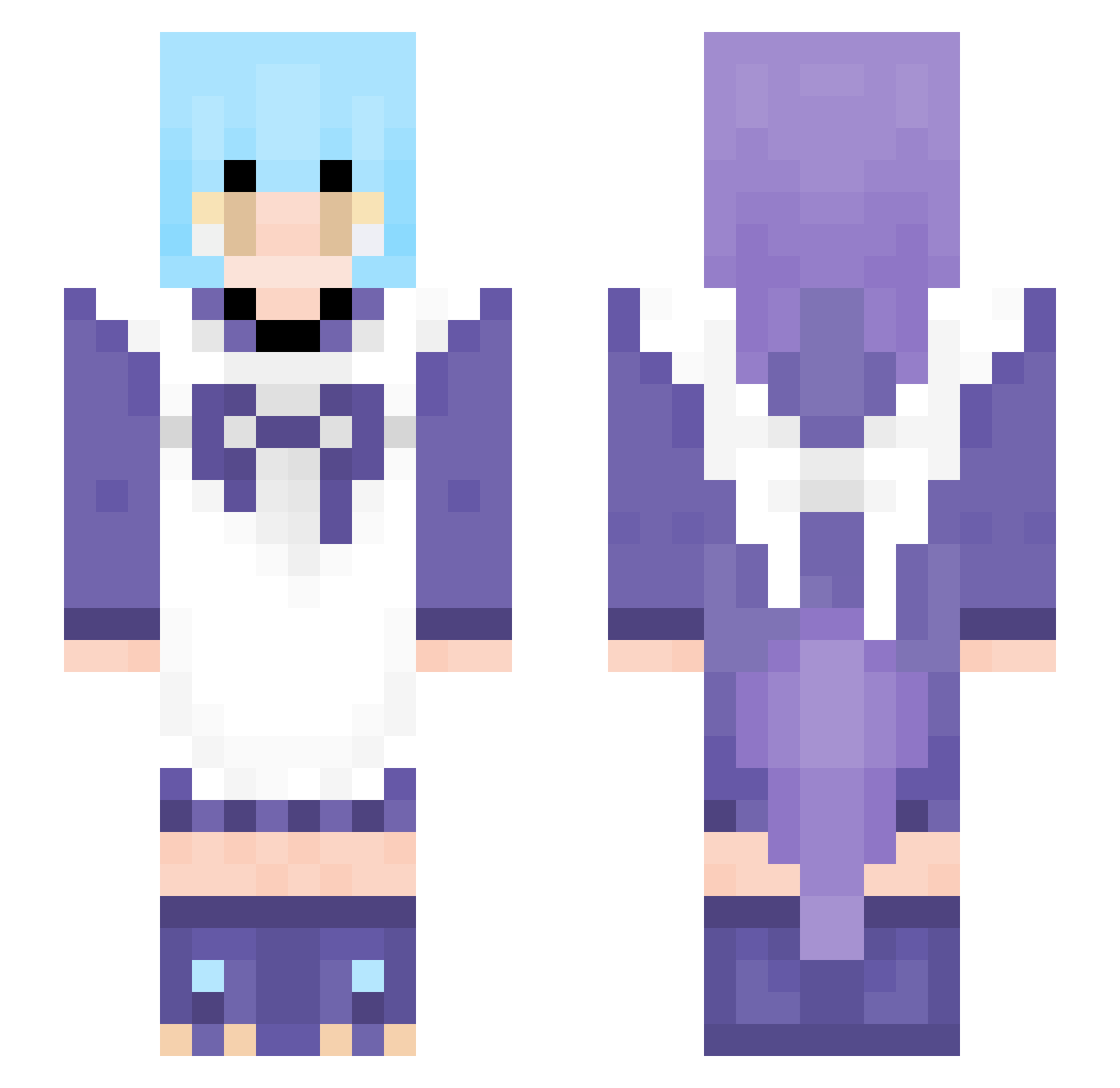 ZYWDS Minecraft skin, front and back view