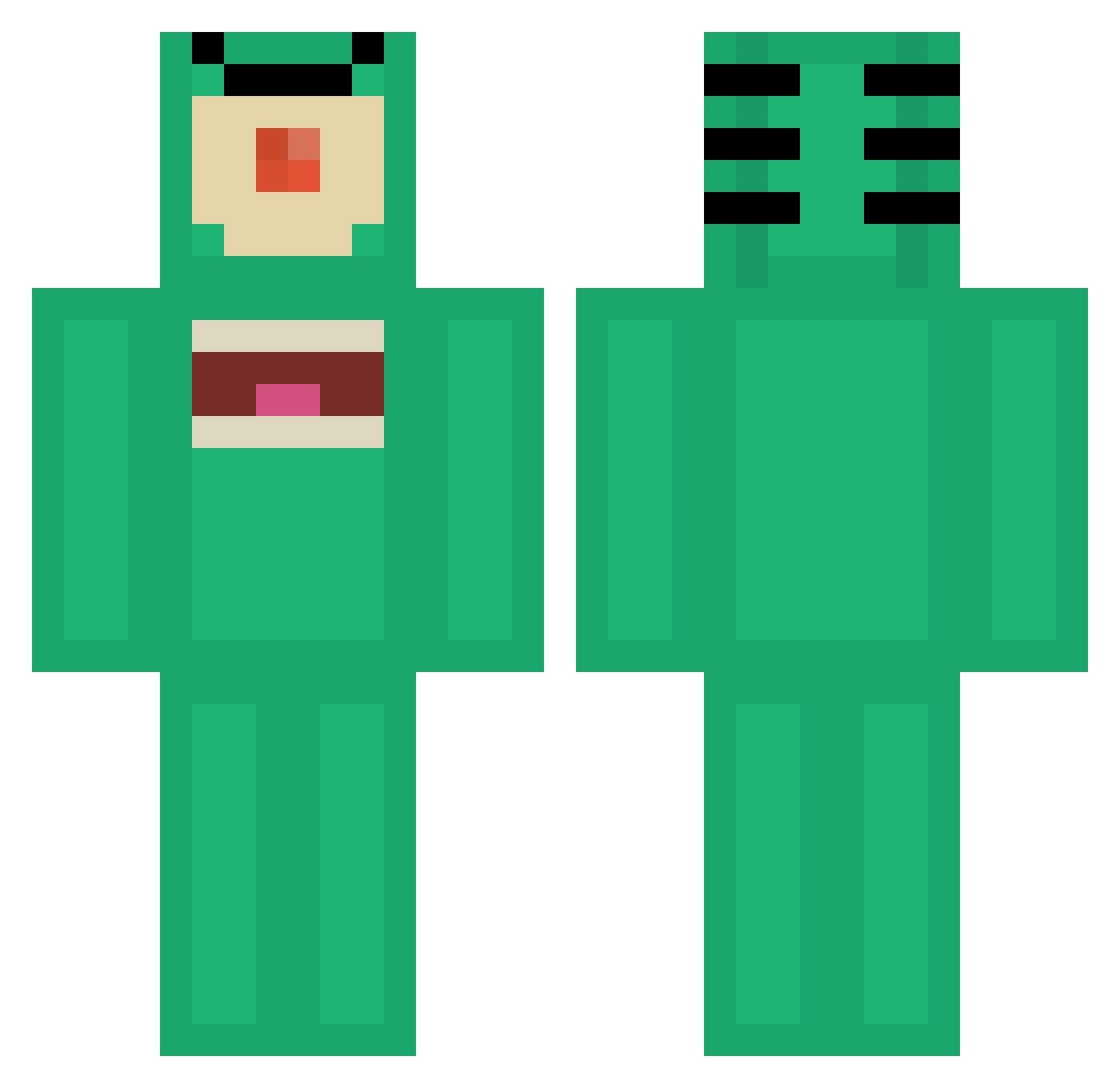 overlayfs Minecraft skin, front and back view