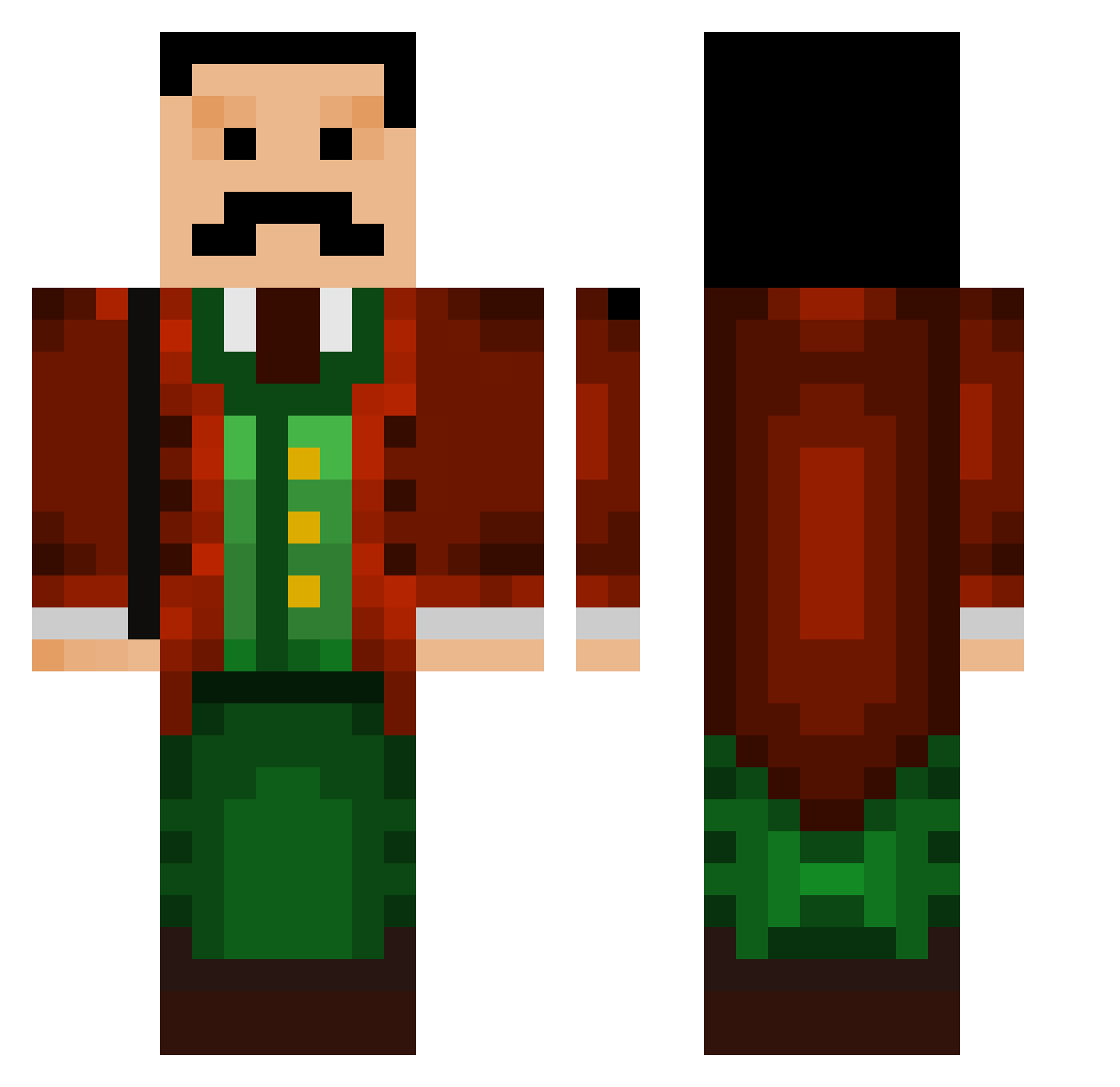 admixes Minecraft skin, front and back view