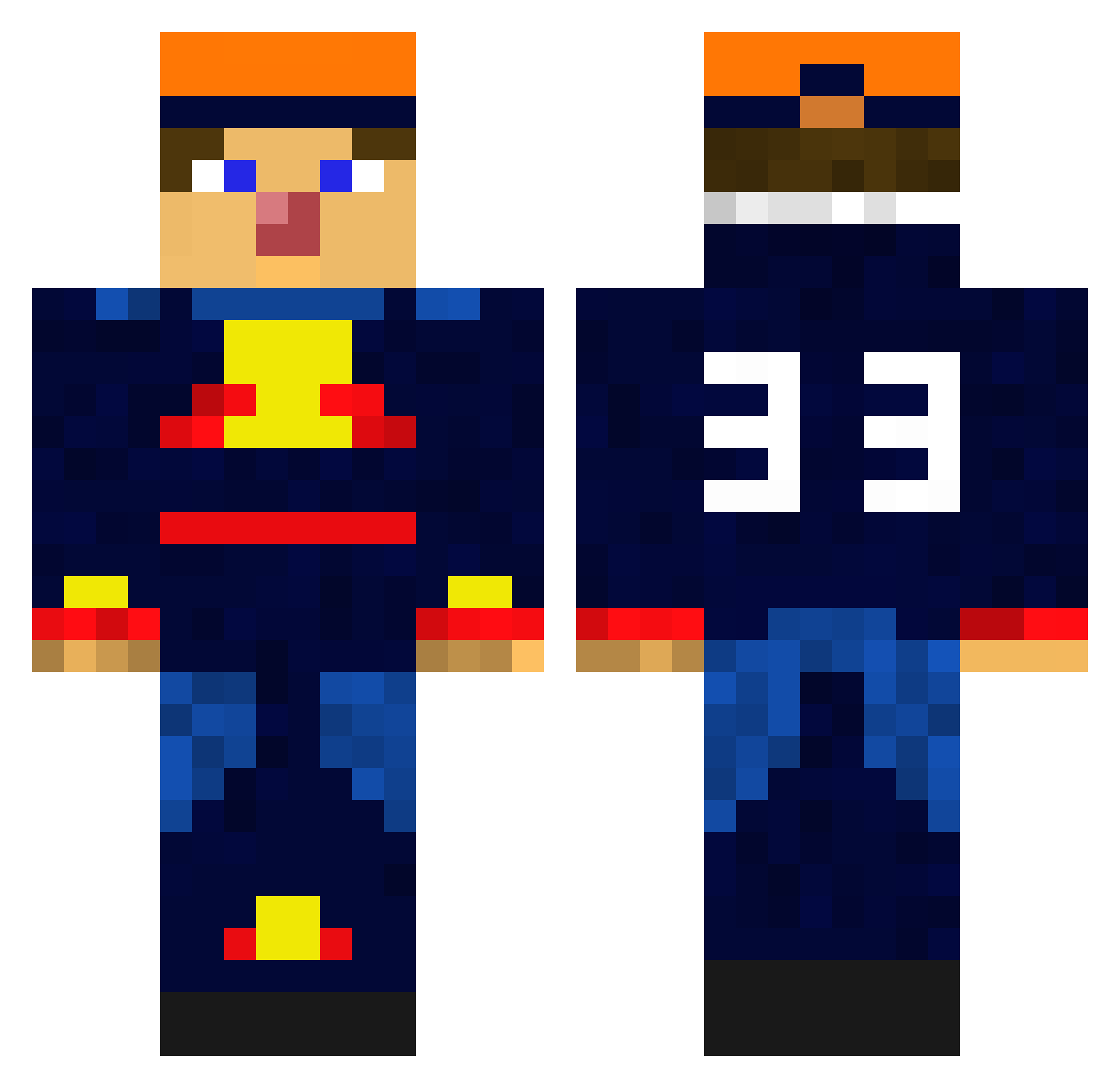 Ninenuff Minecraft skin, front and back view