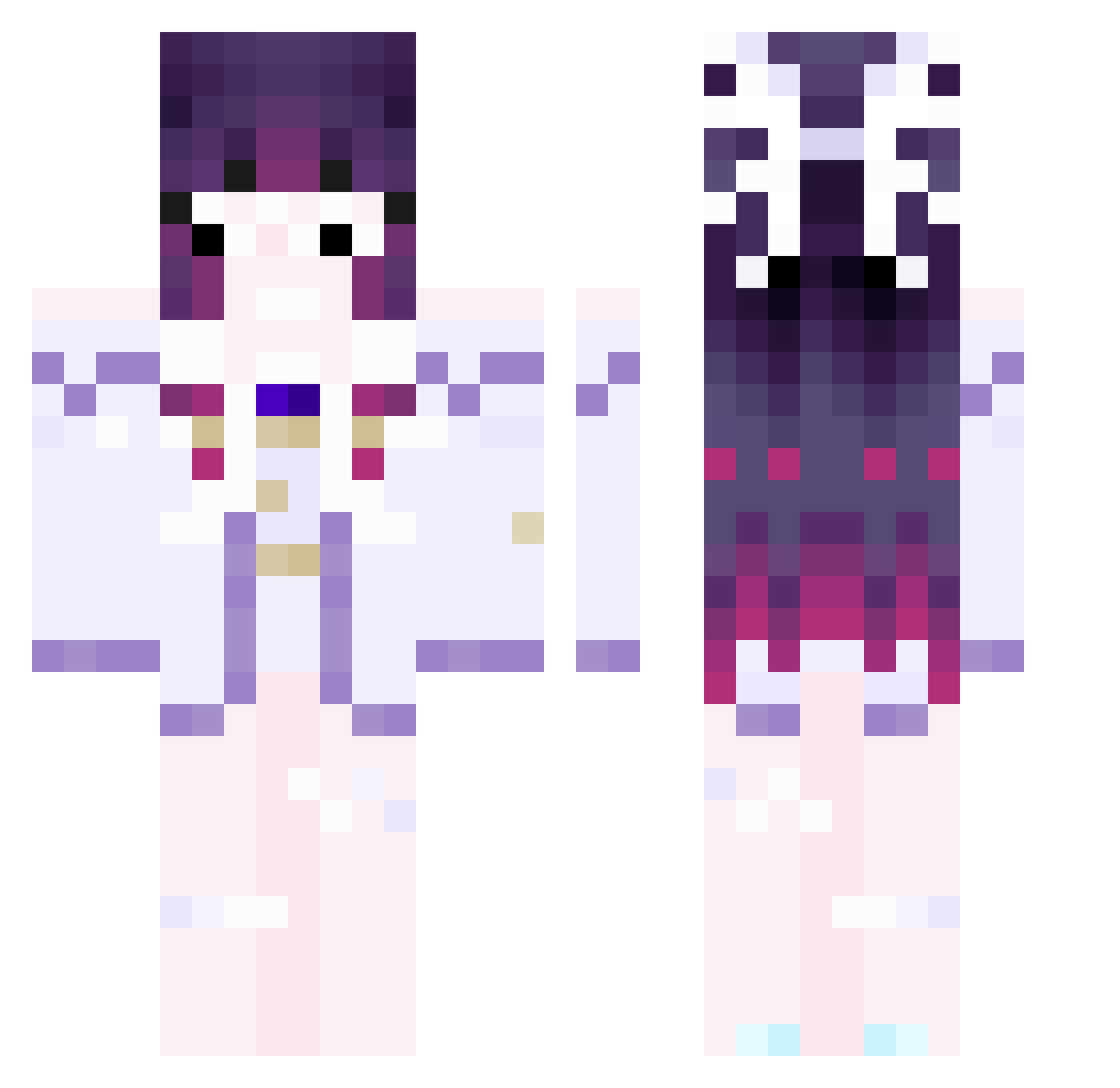 Astralna Minecraft skin, front and back view