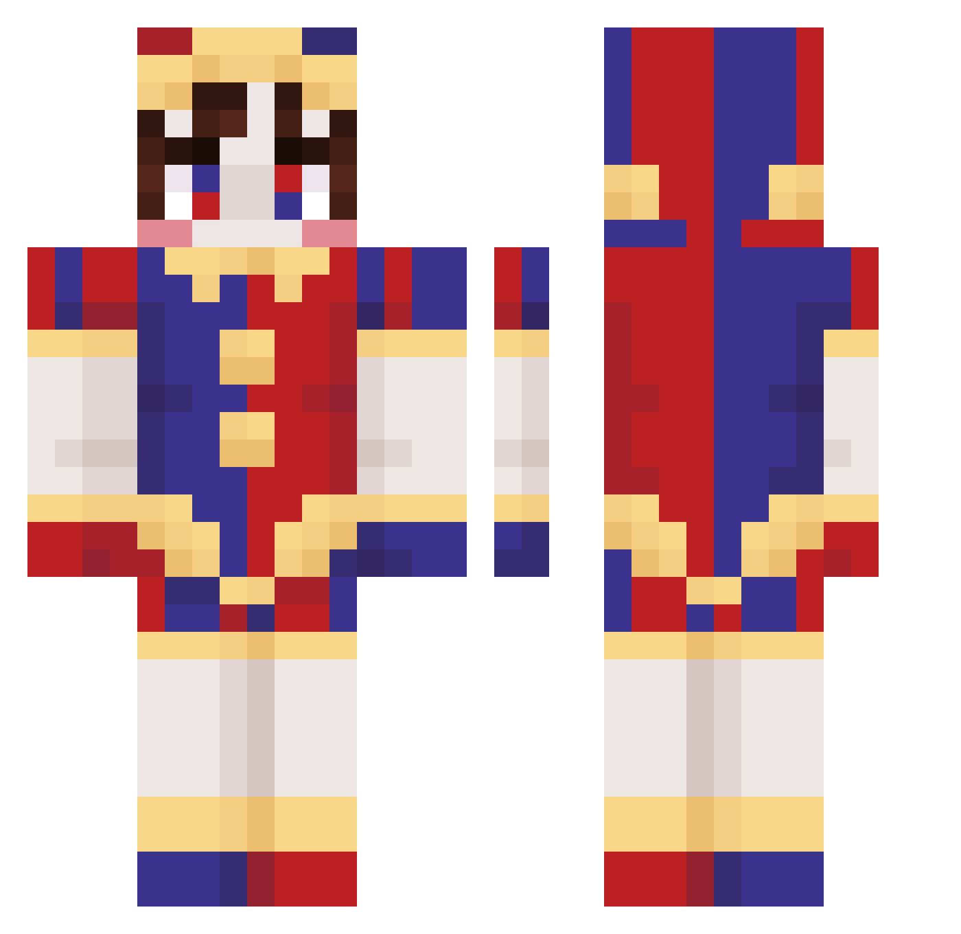 Persephobee Minecraft skin, front and back view