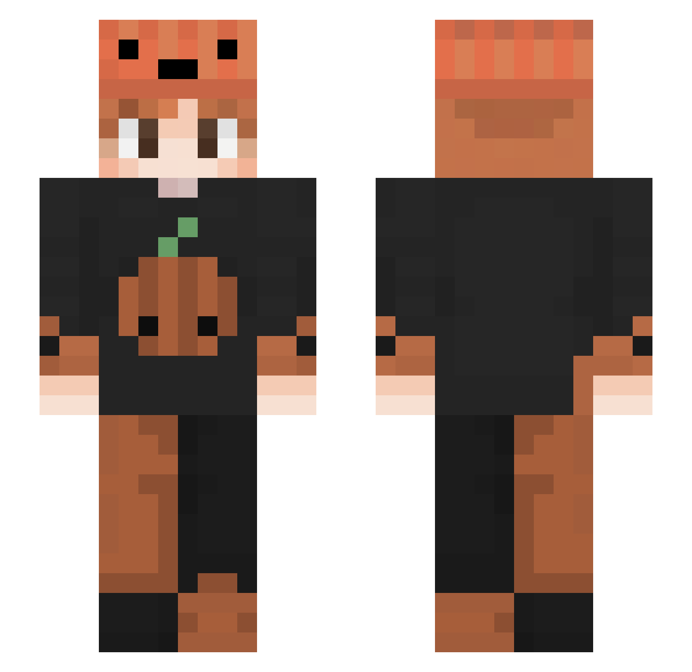 Pqmpkin Minecraft skin, front and back view