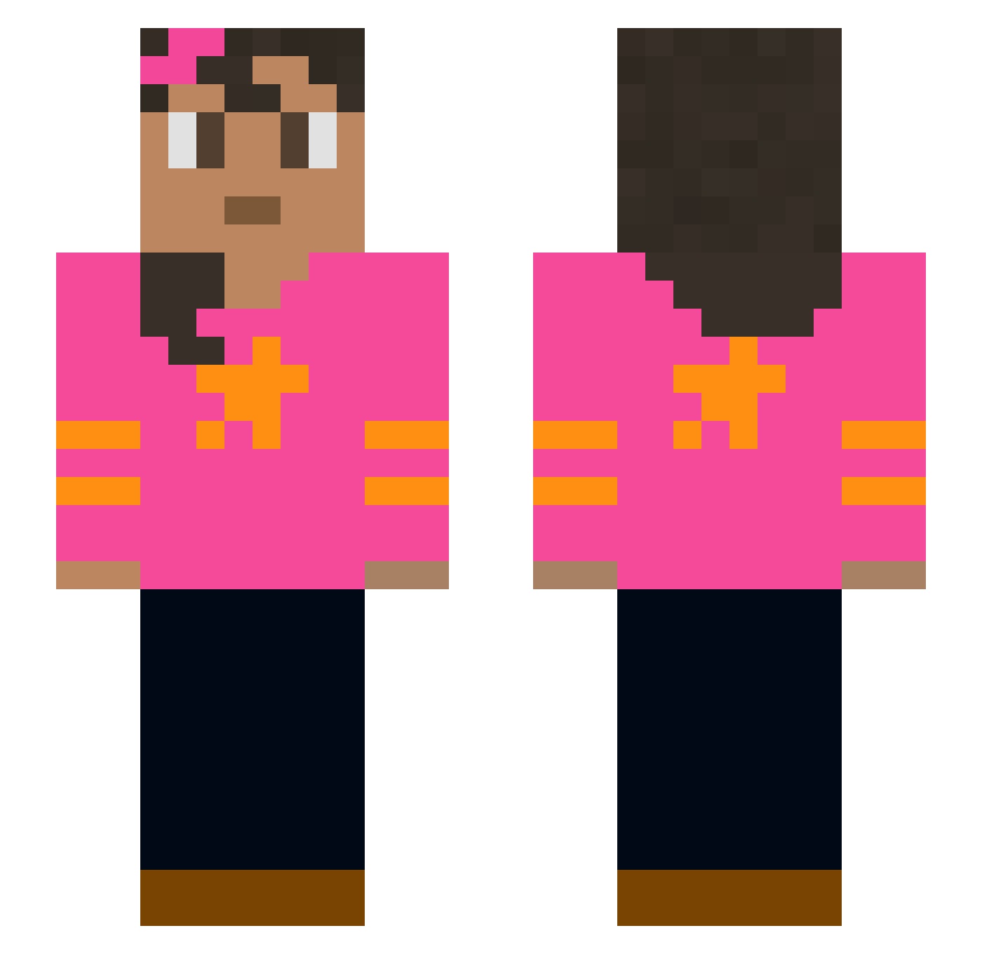 Polynoid Minecraft skin, front and back view