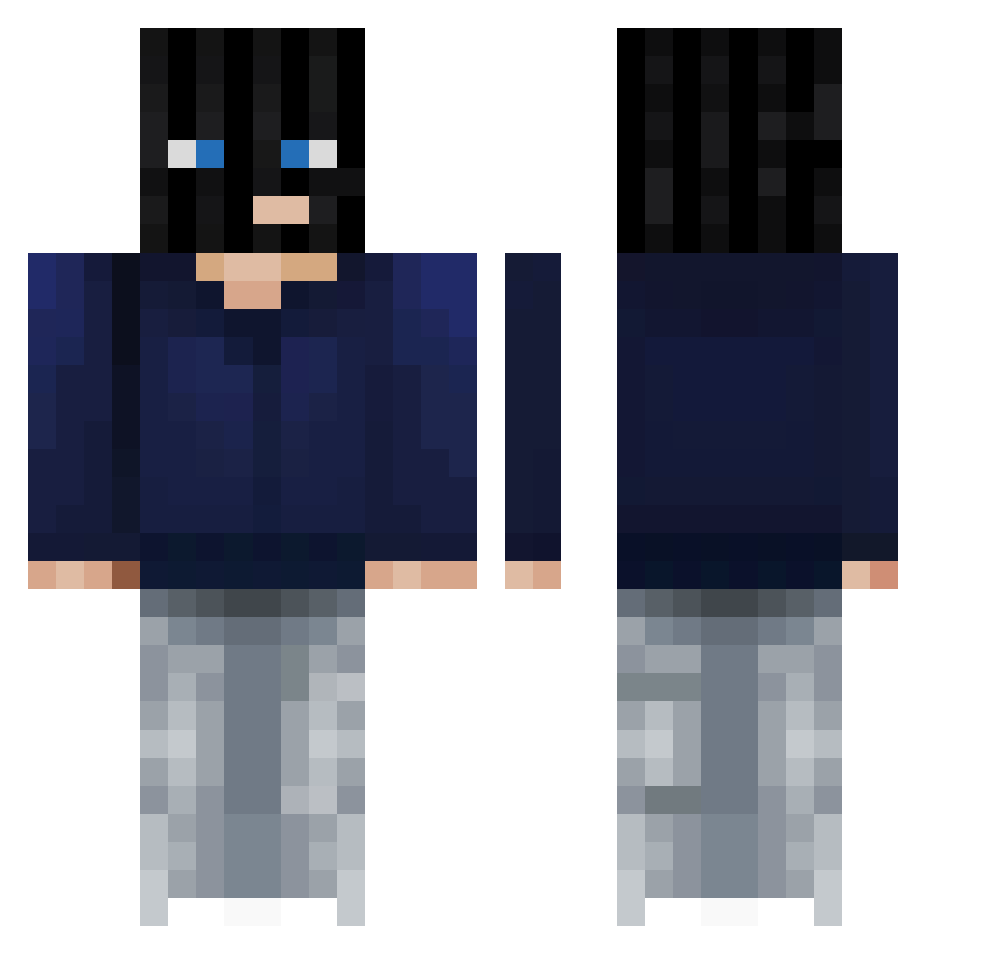 Piesiulek Minecraft skin, front and back view