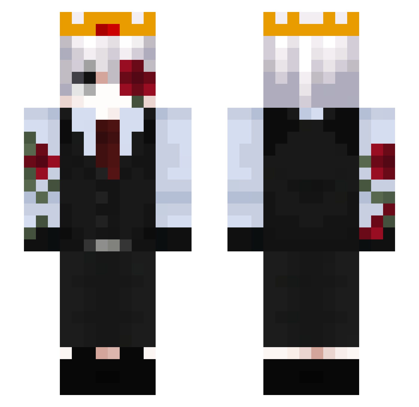 Torvexion Minecraft skin, front and back view