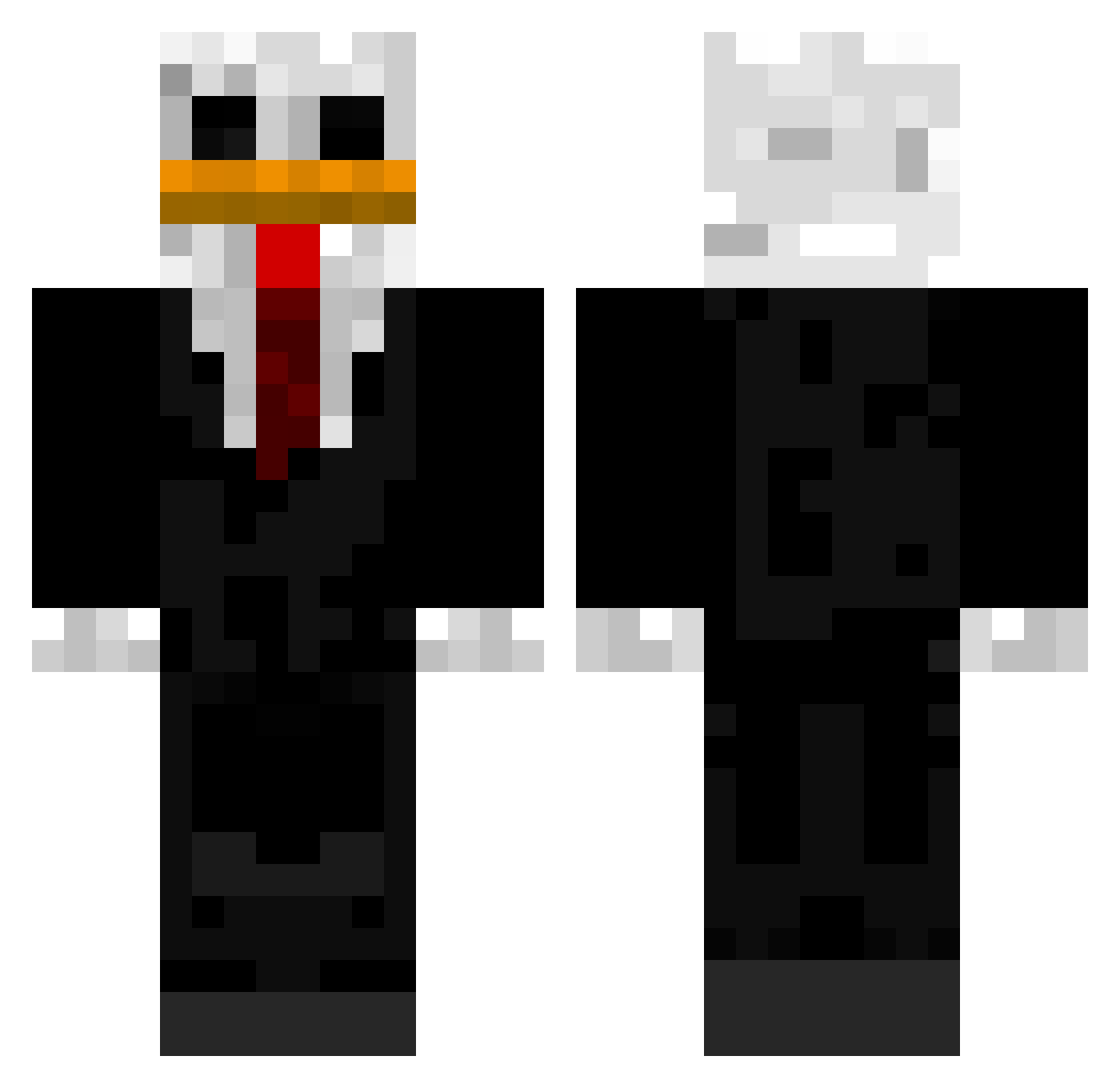 Veiled_Mercy Minecraft skin, front and back view
