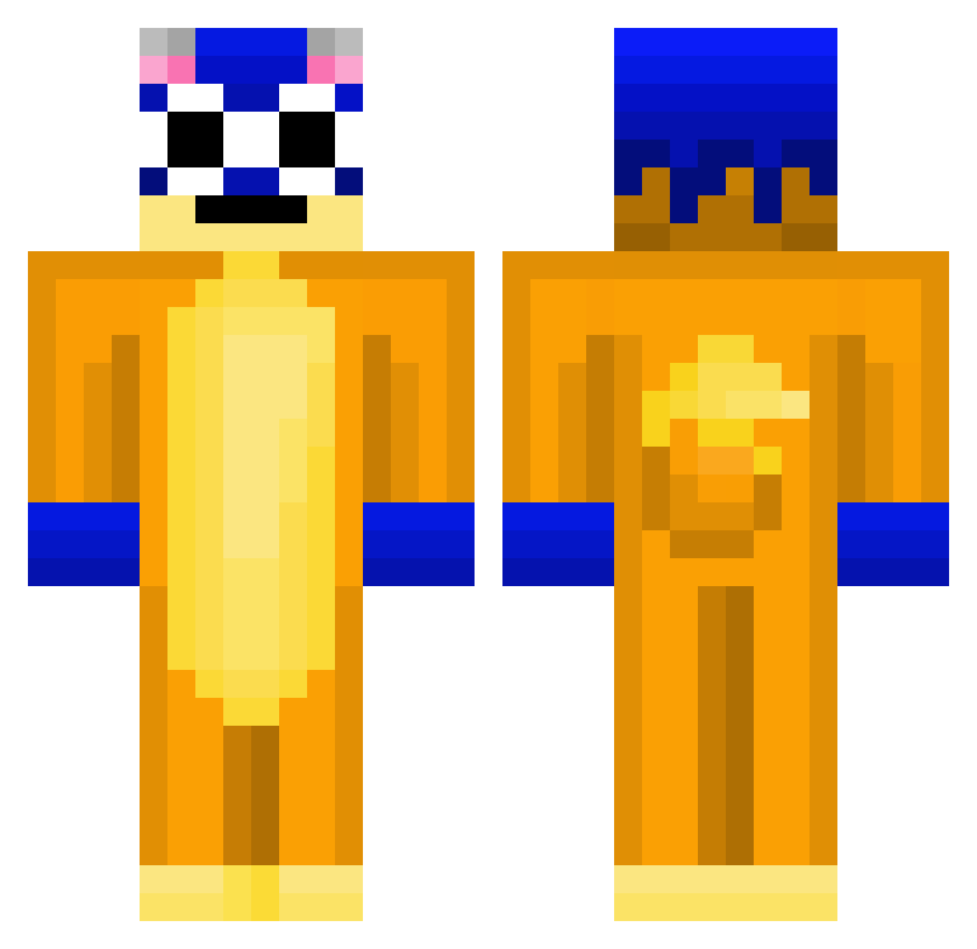 unIronical Minecraft skin, front and back view