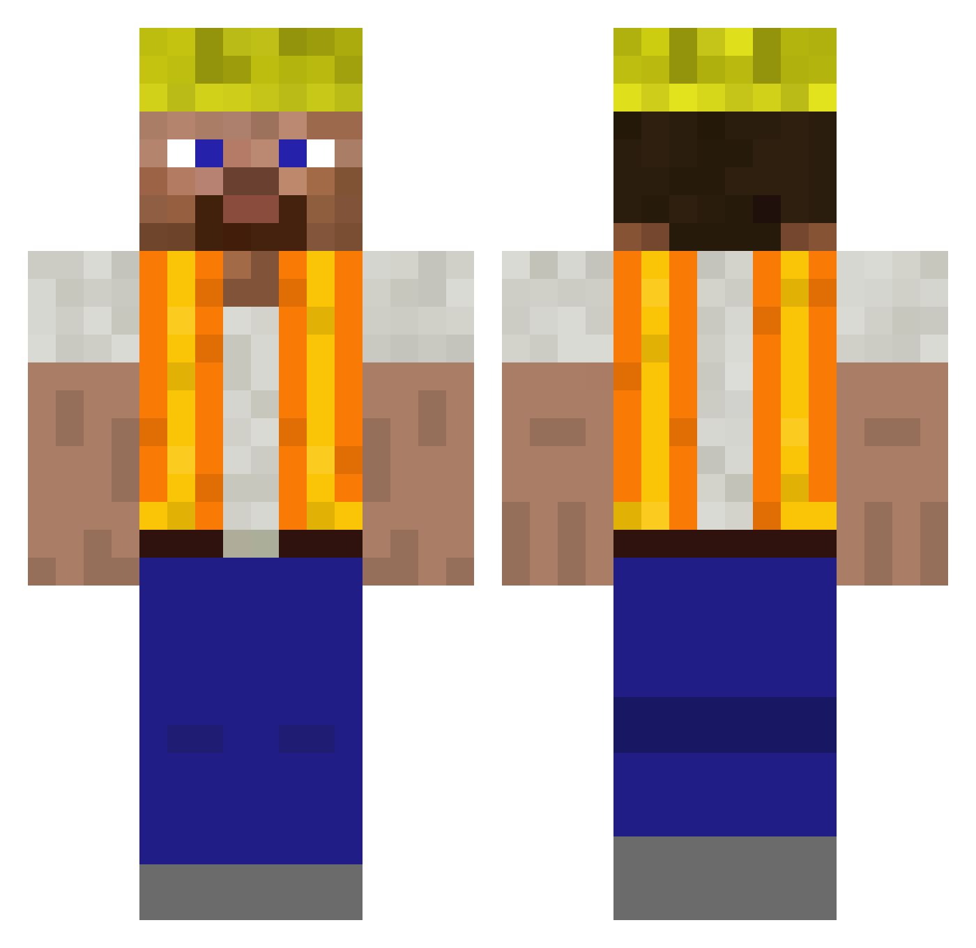 holdmyfart Minecraft skin, front and back view
