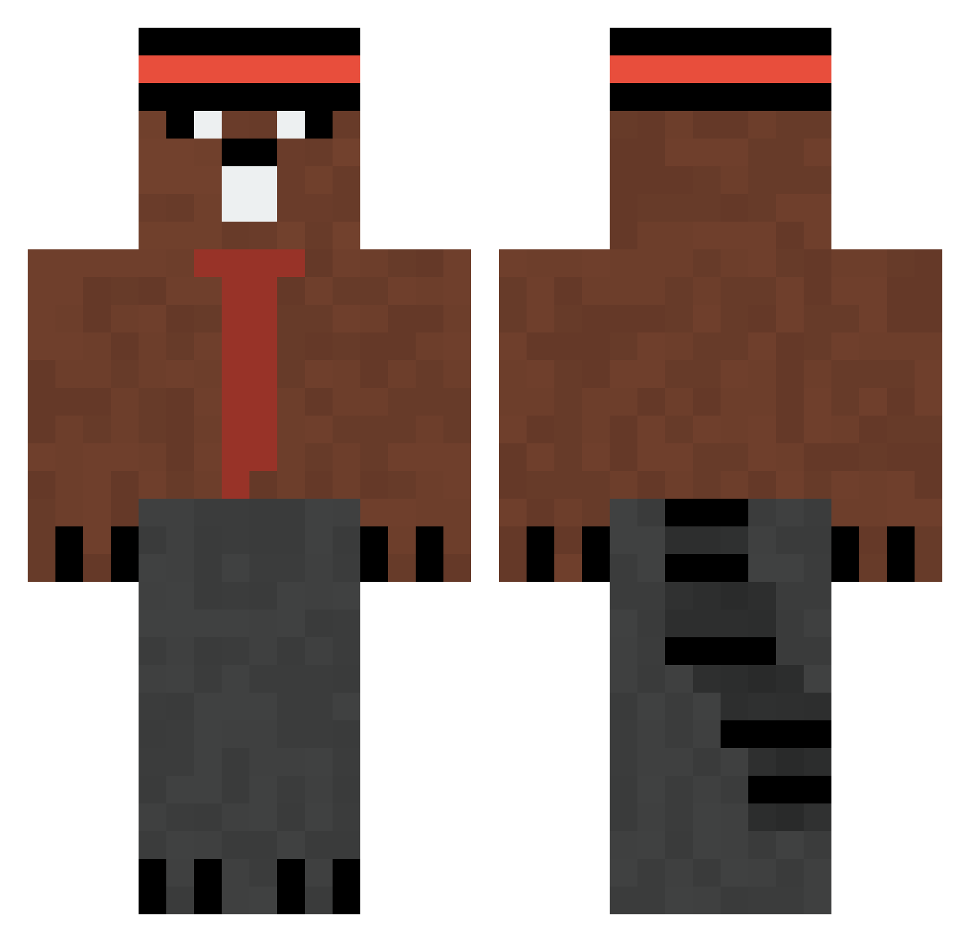 MrBeavcooon Minecraft skin, front and back view