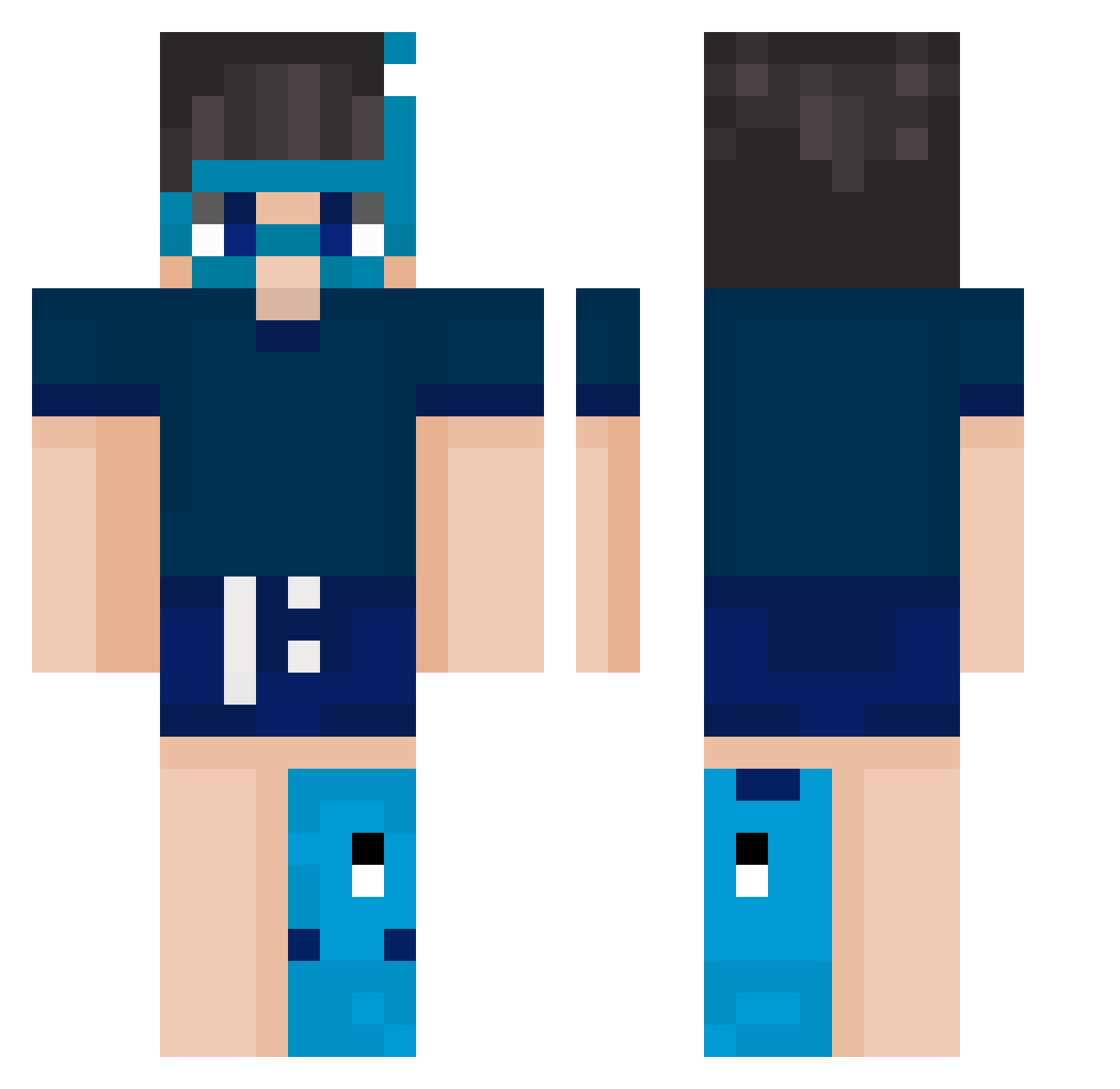 Diluted Minecraft skin, front and back view