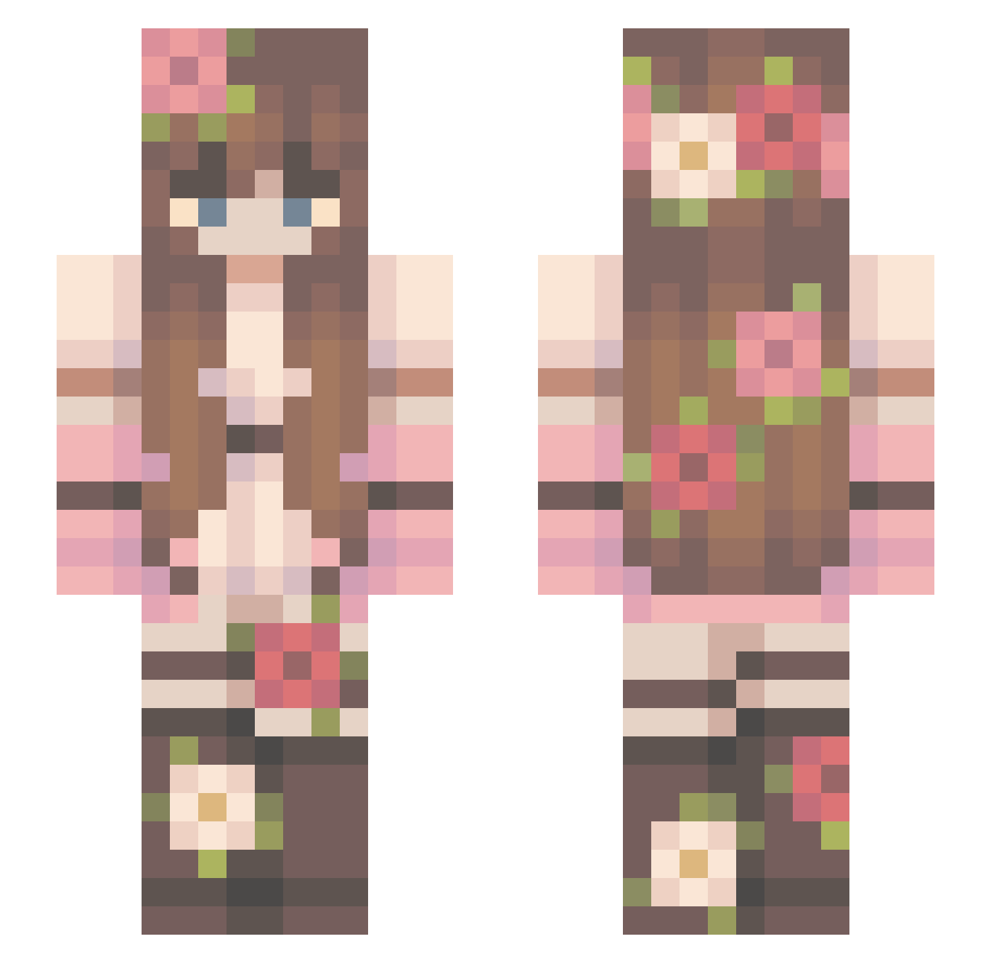Ariana Minecraft skin, front and back view