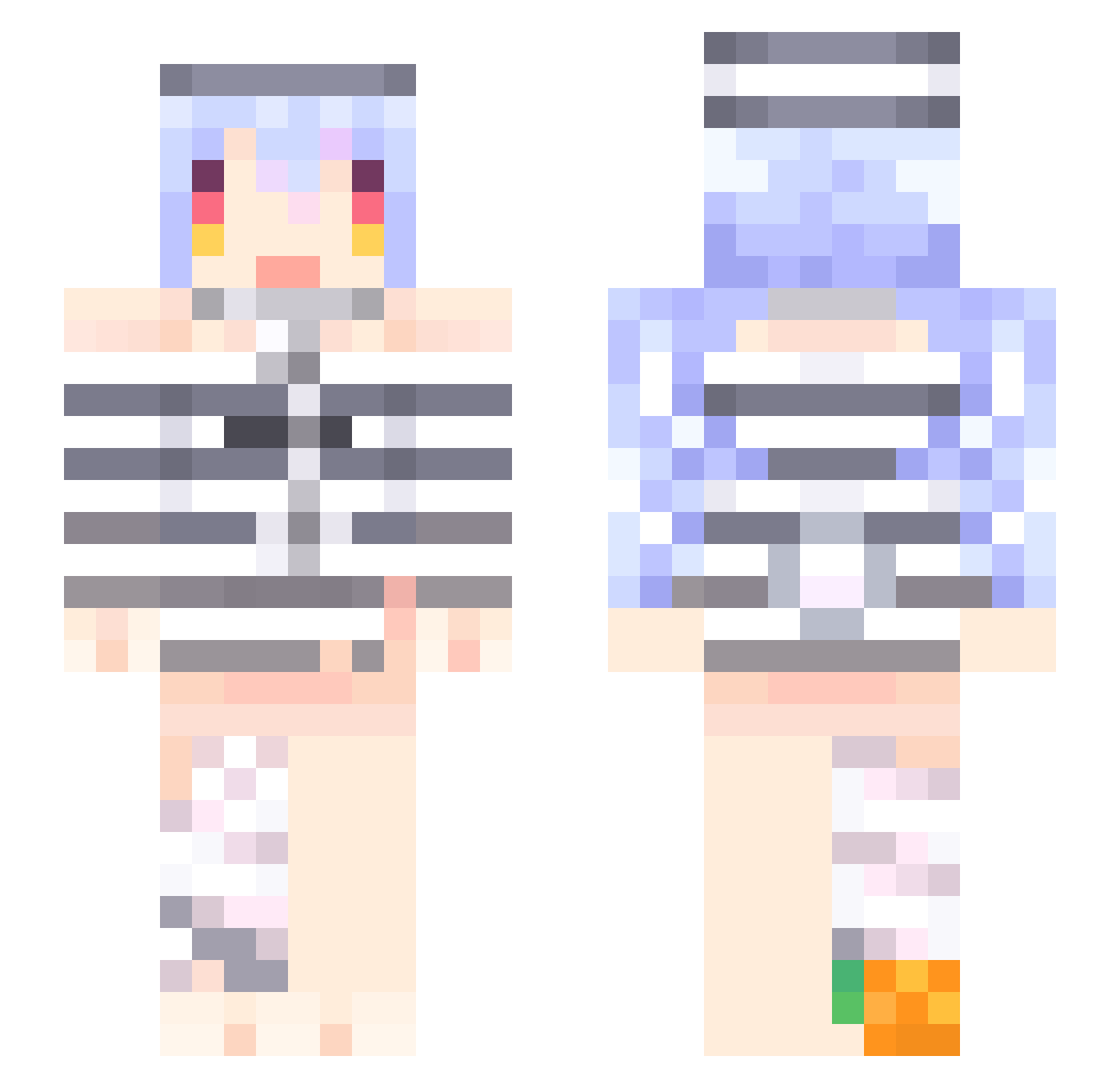 parochial Minecraft skin, front and back view